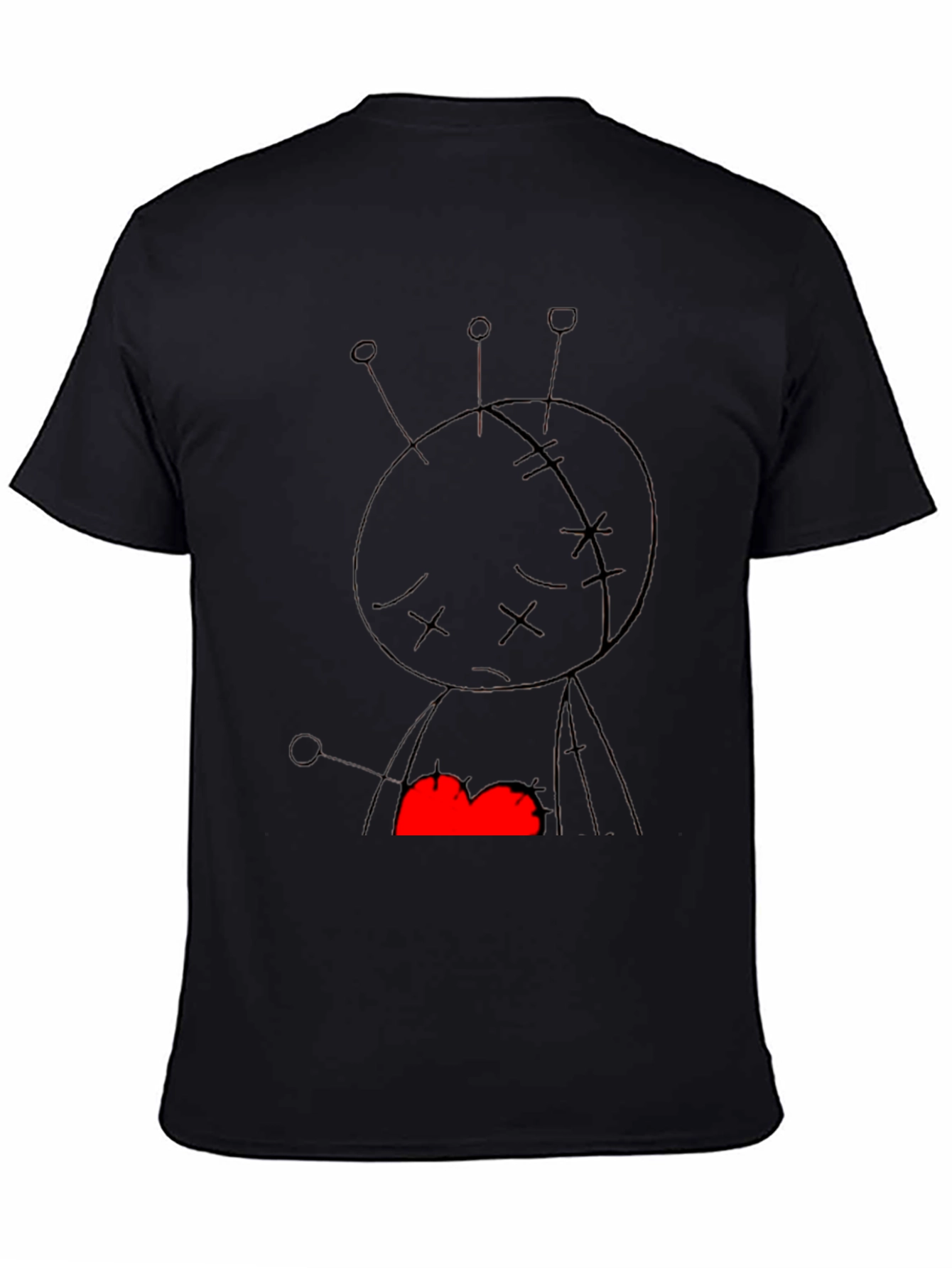 Voodoo Doll Graphic Print Black Tee