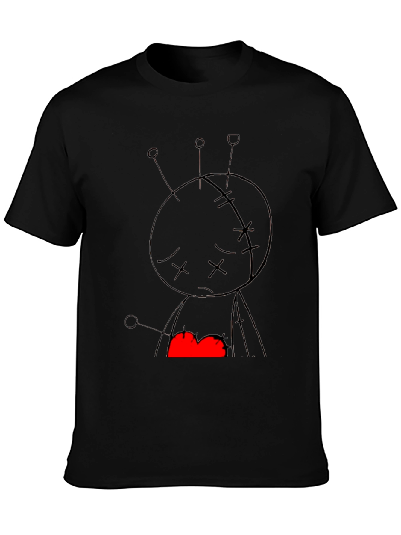 Voodoo Doll Graphic Print Black Tee