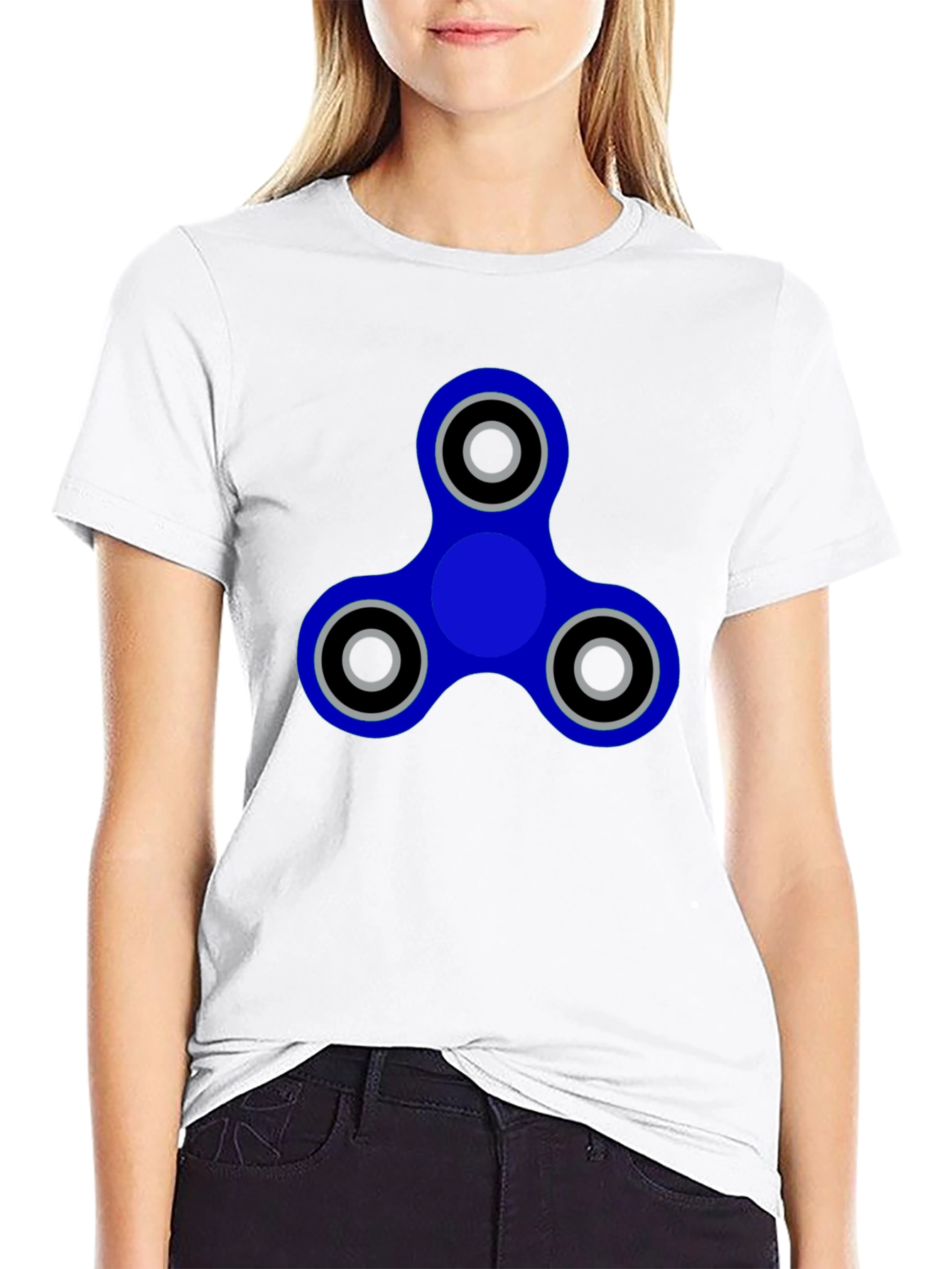 Blue Fidget Spinner Graphic Tee - Casual Cool Style