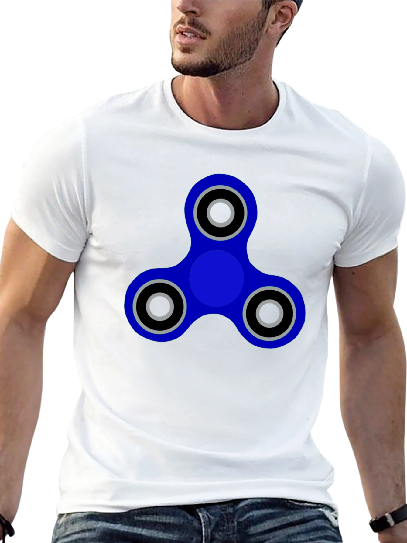 Blue Fidget Spinner Graphic Tee - Casual Cool Style