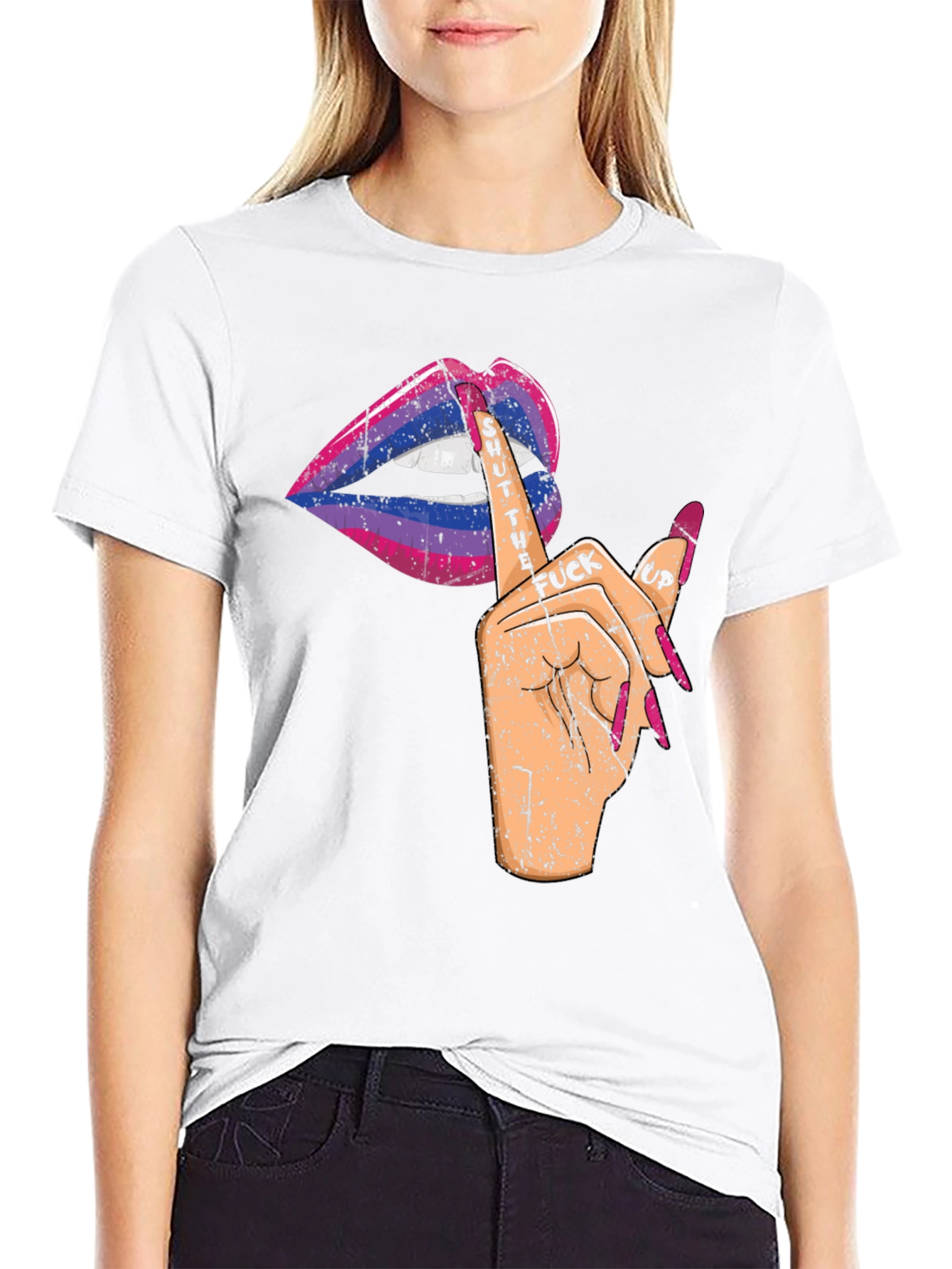 Bisexual Pride Shut Up Lips Graphic Tee