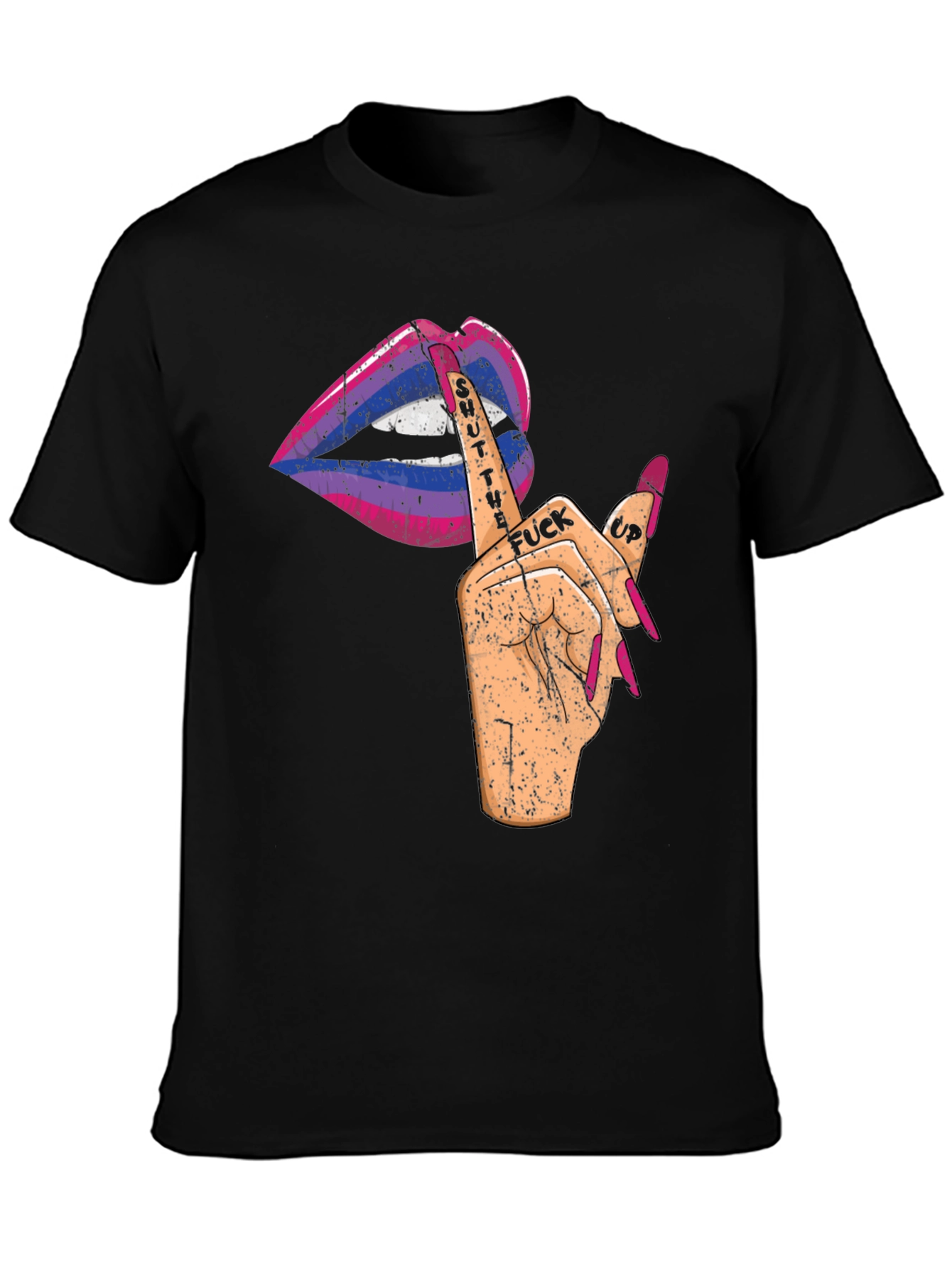 Bisexual Pride Shut Up Lips Graphic Tee