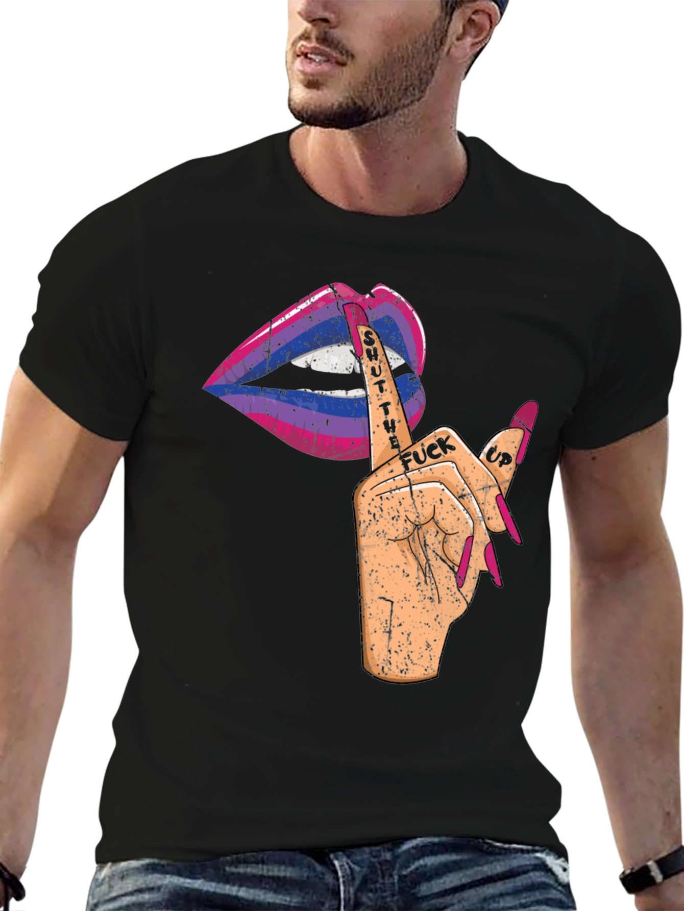 Bisexual Pride Shut Up Lips Graphic Tee