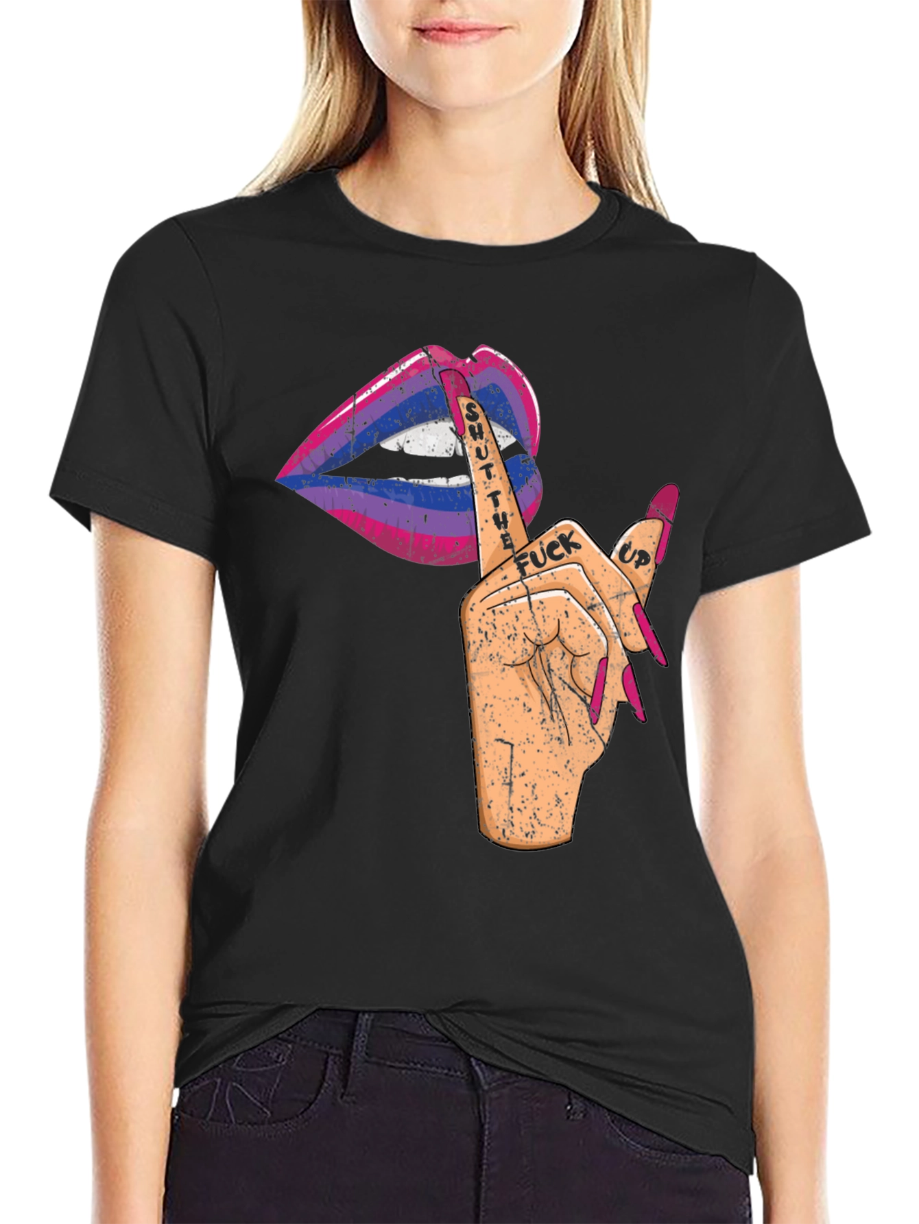 Bisexual Pride Shut Up Lips Graphic Tee