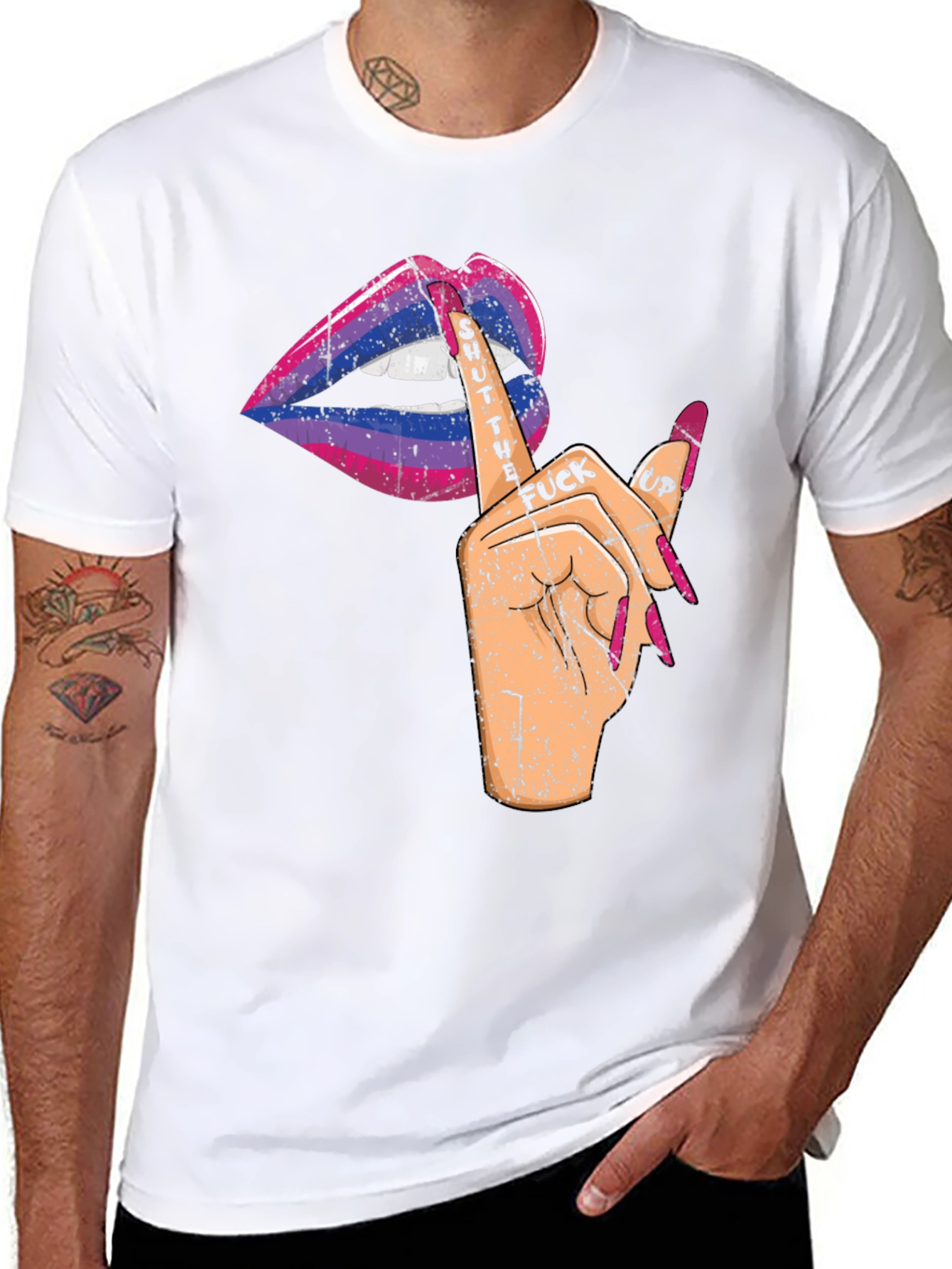 Bisexual Pride Shut Up Lips Graphic Tee