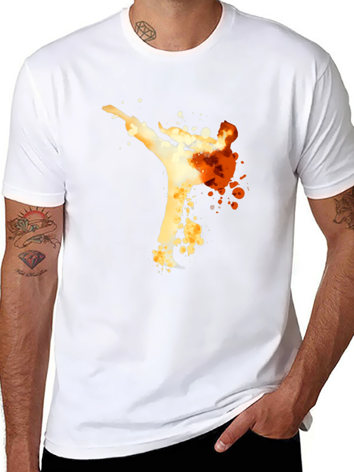 Karate Kick Graphic Tee - Black Cotton T-Shirt
