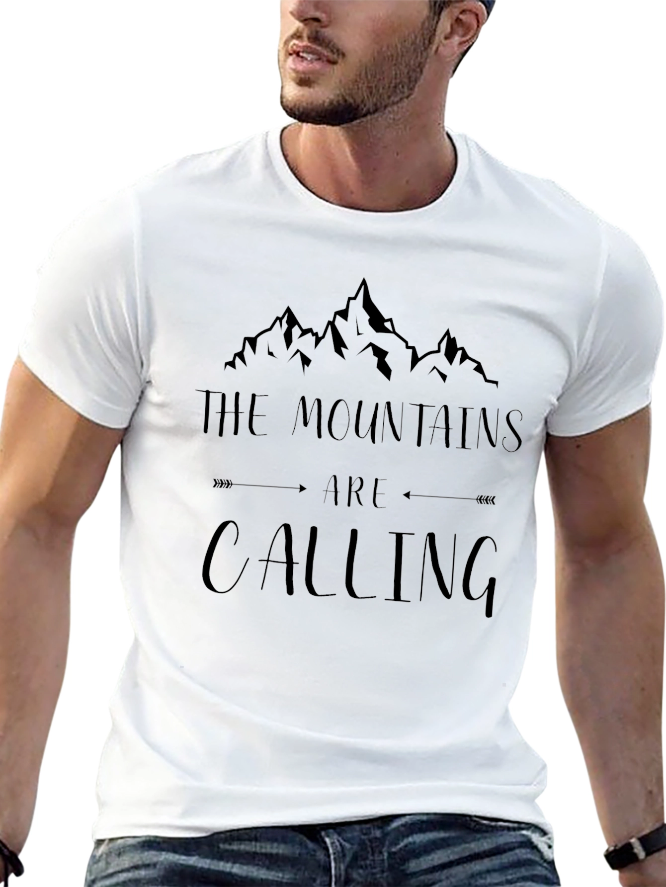 Mountains Are Calling Black Graphic T-Shirt