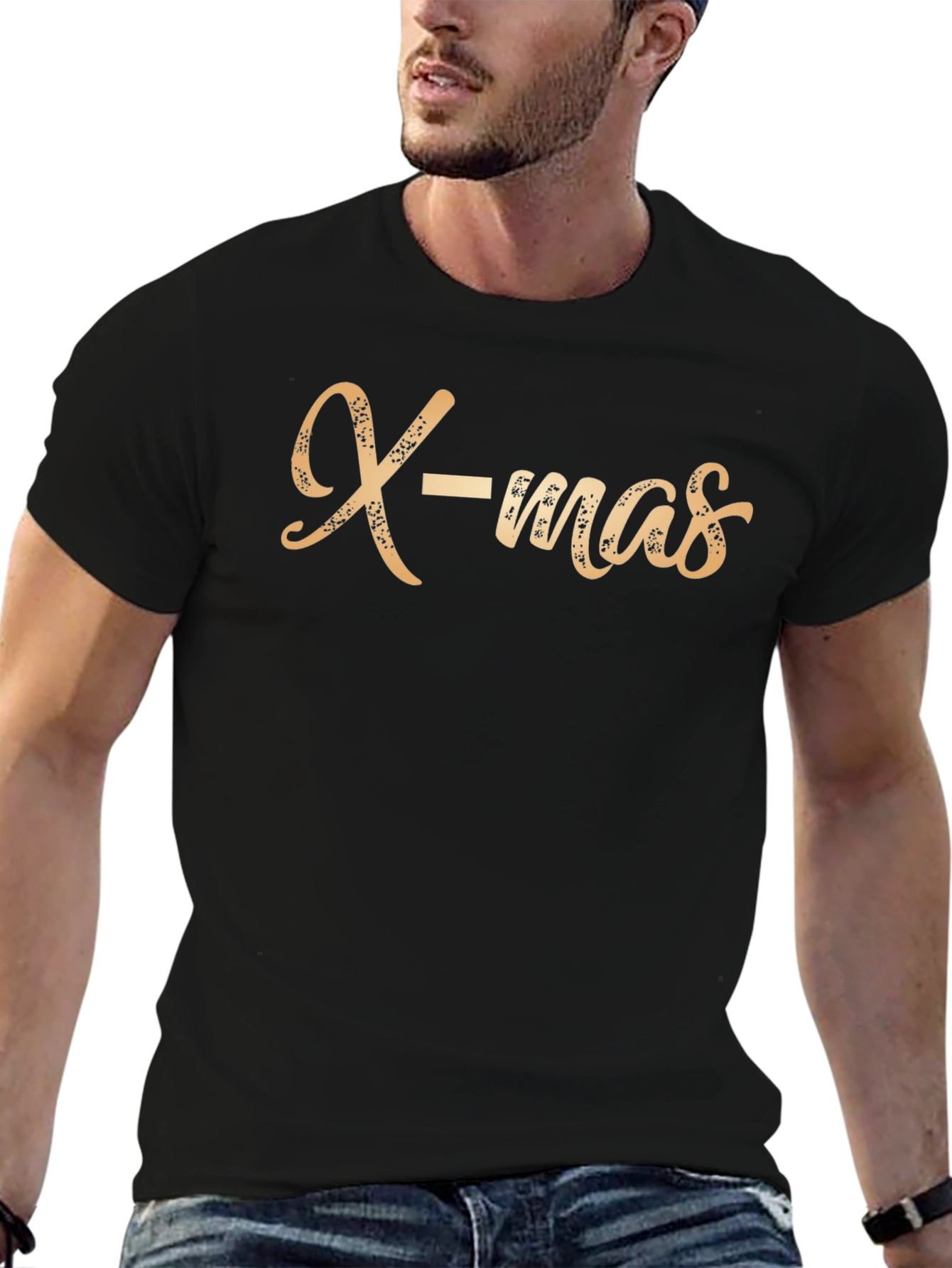 X-mas Graphic Print Black T-Shirt
