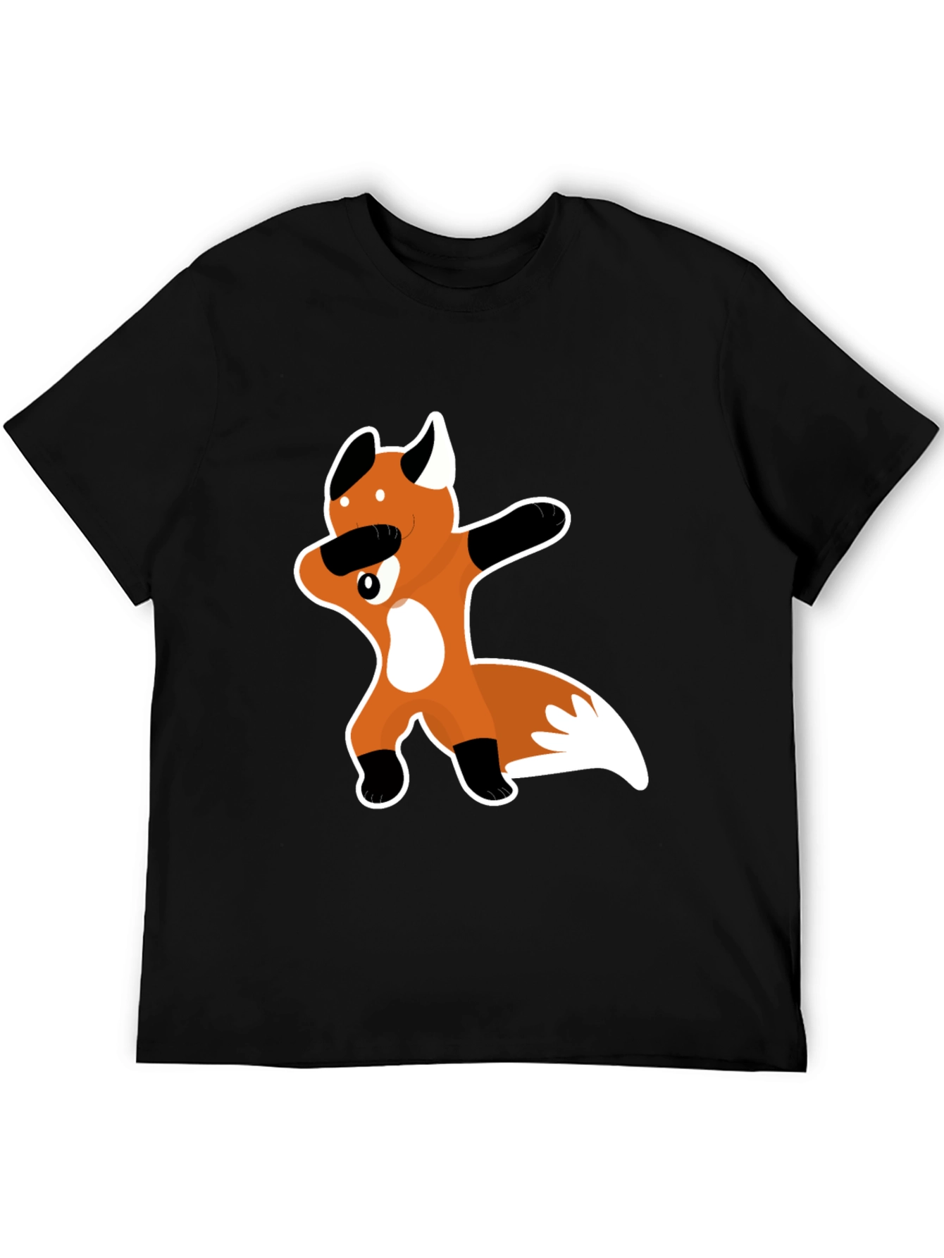 Dabbing Fox Graphic Tee - Black Crew Neck