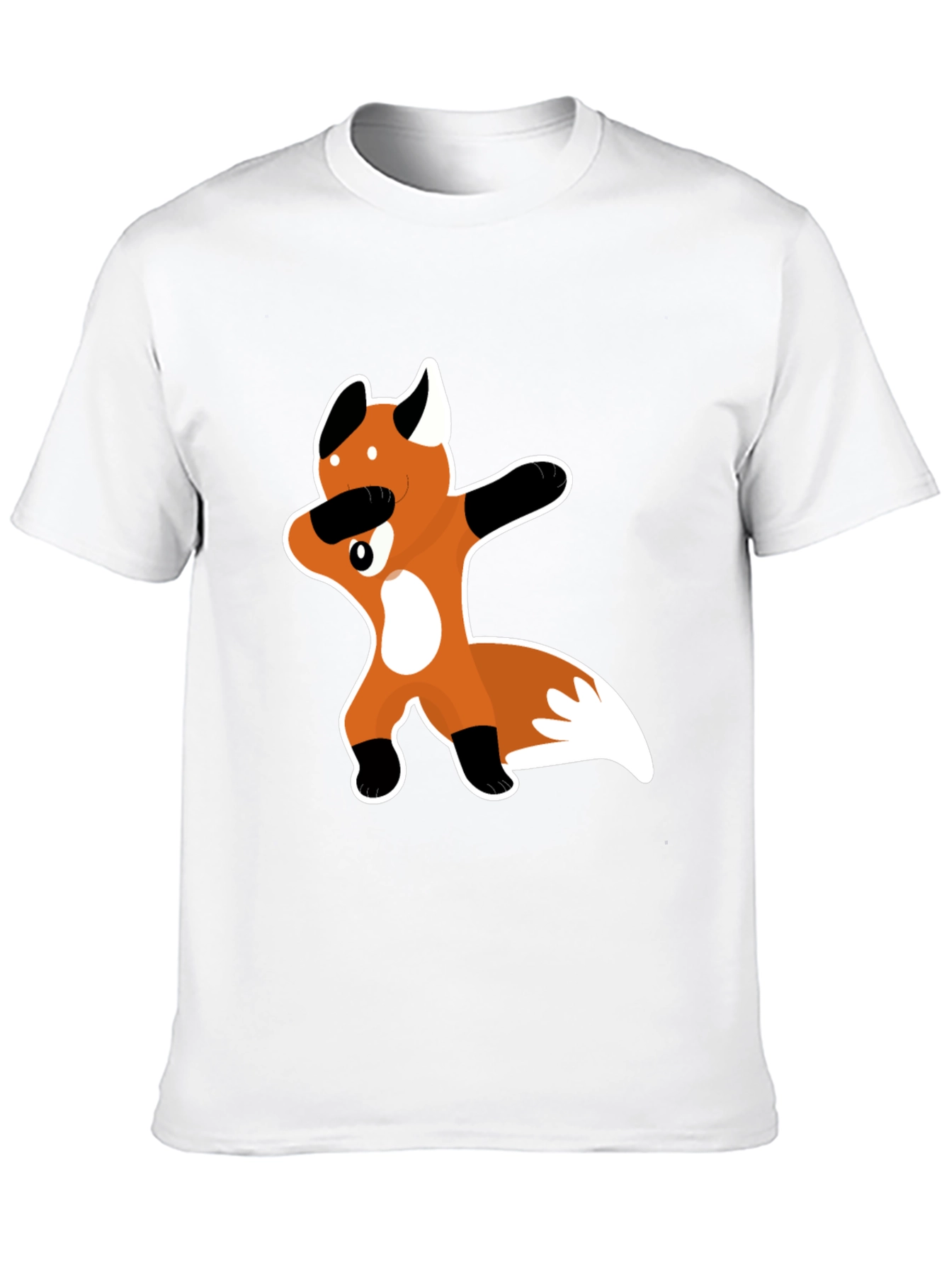 Dabbing Fox Graphic Tee - Black Crew Neck