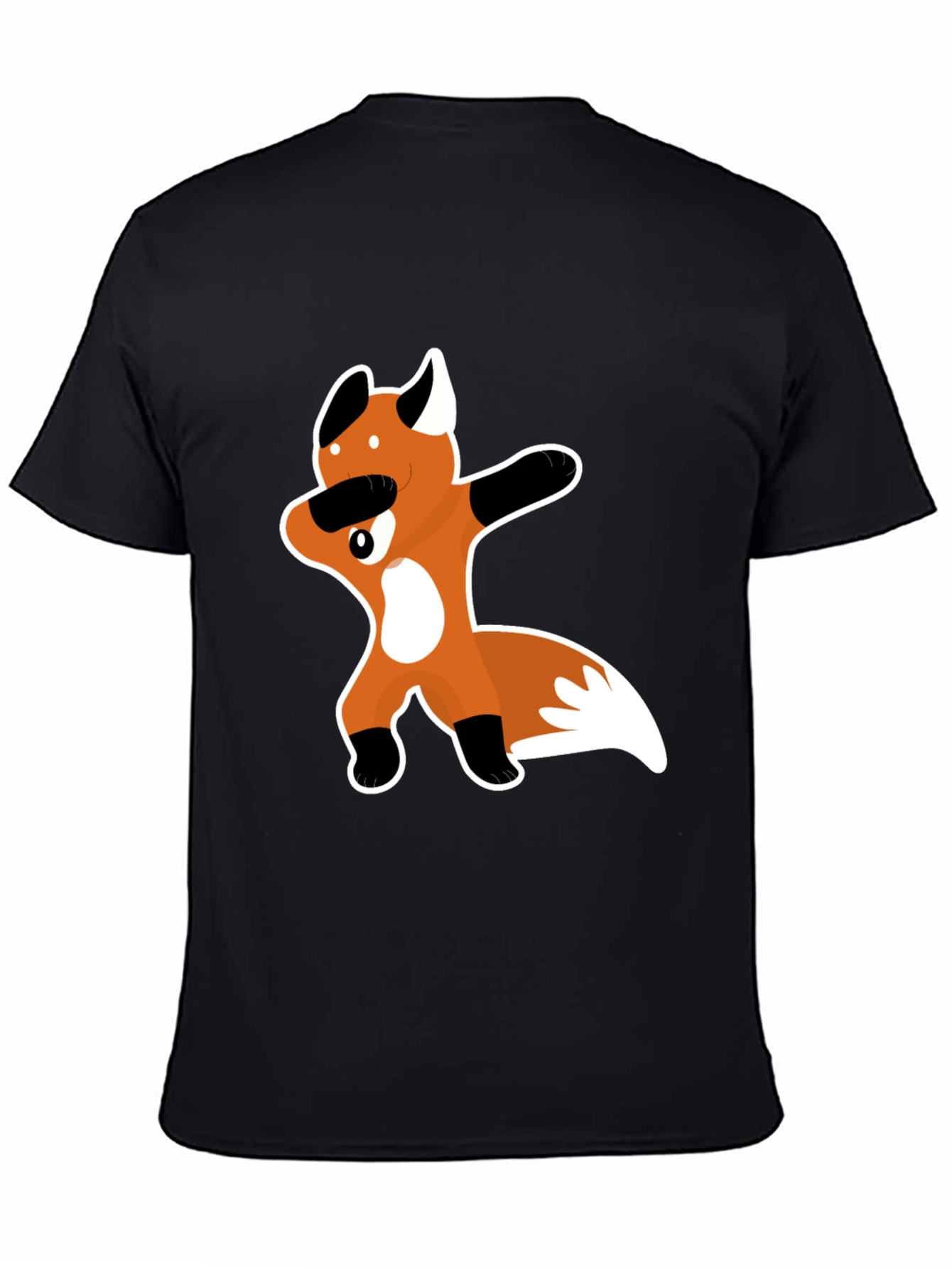 Dabbing Fox Graphic Tee - Black Crew Neck