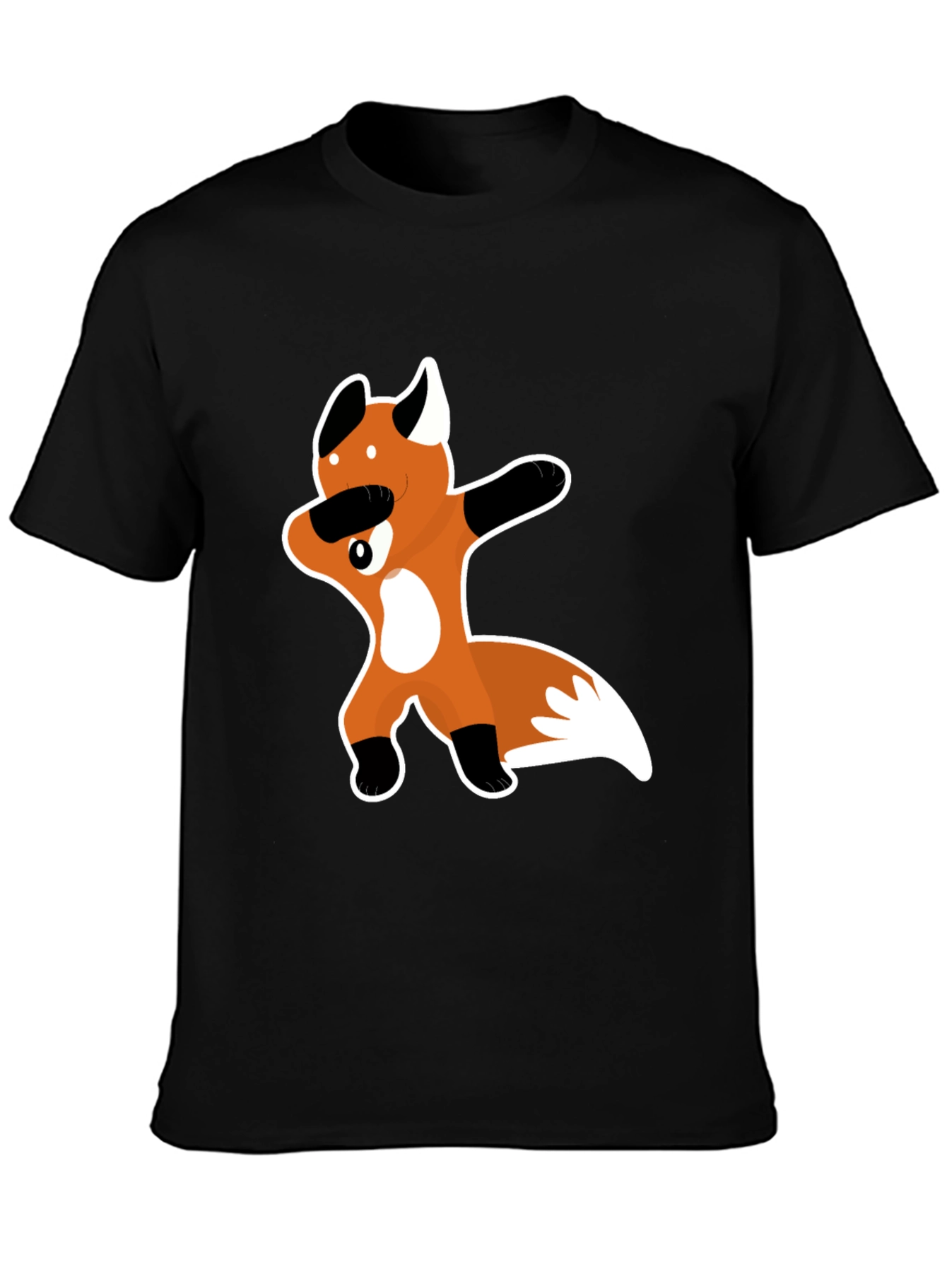 Dabbing Fox Graphic Tee - Black Crew Neck