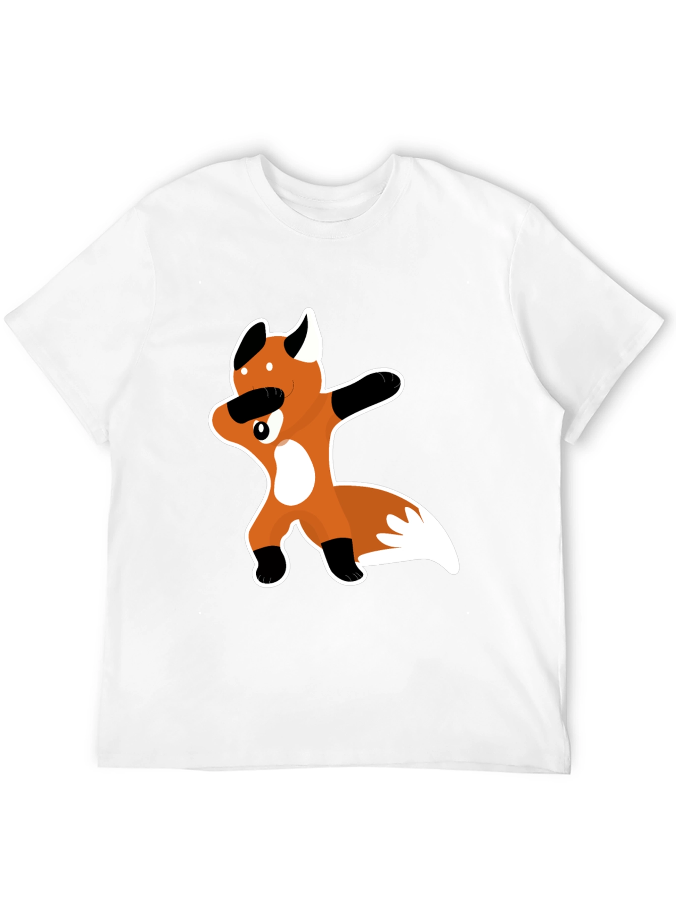 Dabbing Fox Graphic Tee - Black Crew Neck