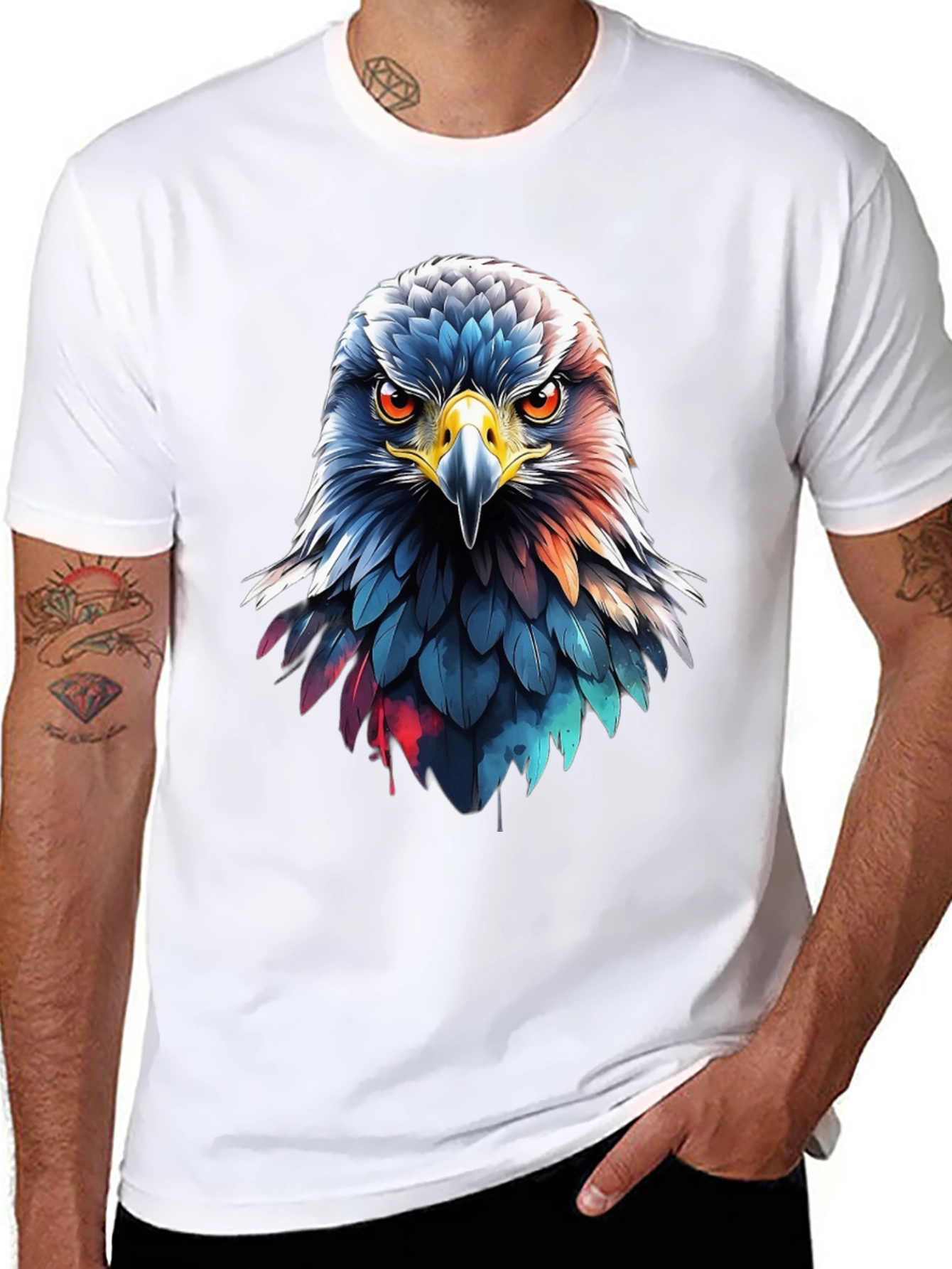 Eagle Head Graphic Print Black T-Shirt