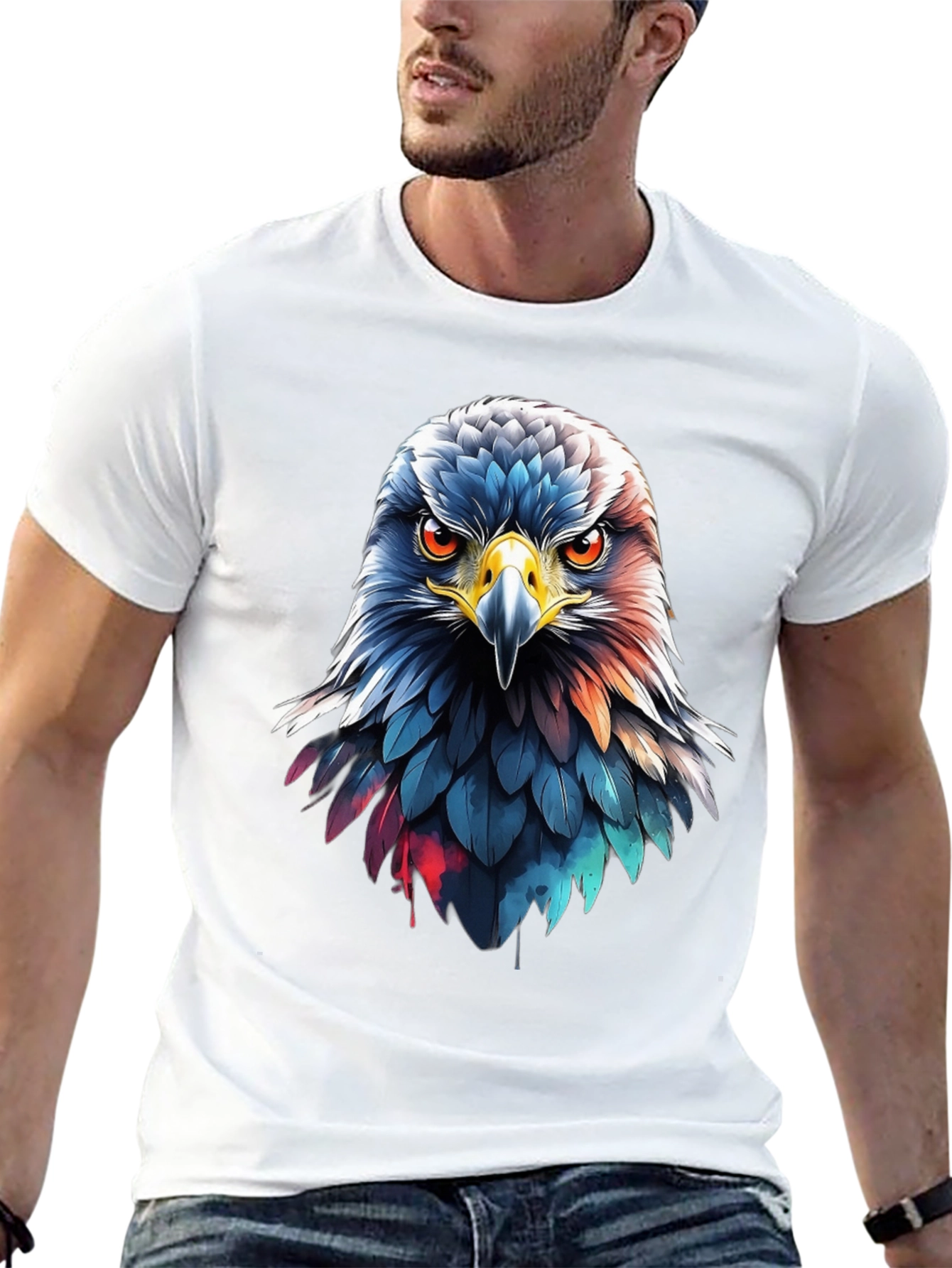 Eagle Head Graphic Print Black T-Shirt
