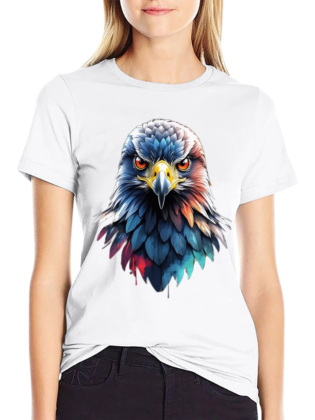 Eagle Head Graphic Print Black T-Shirt