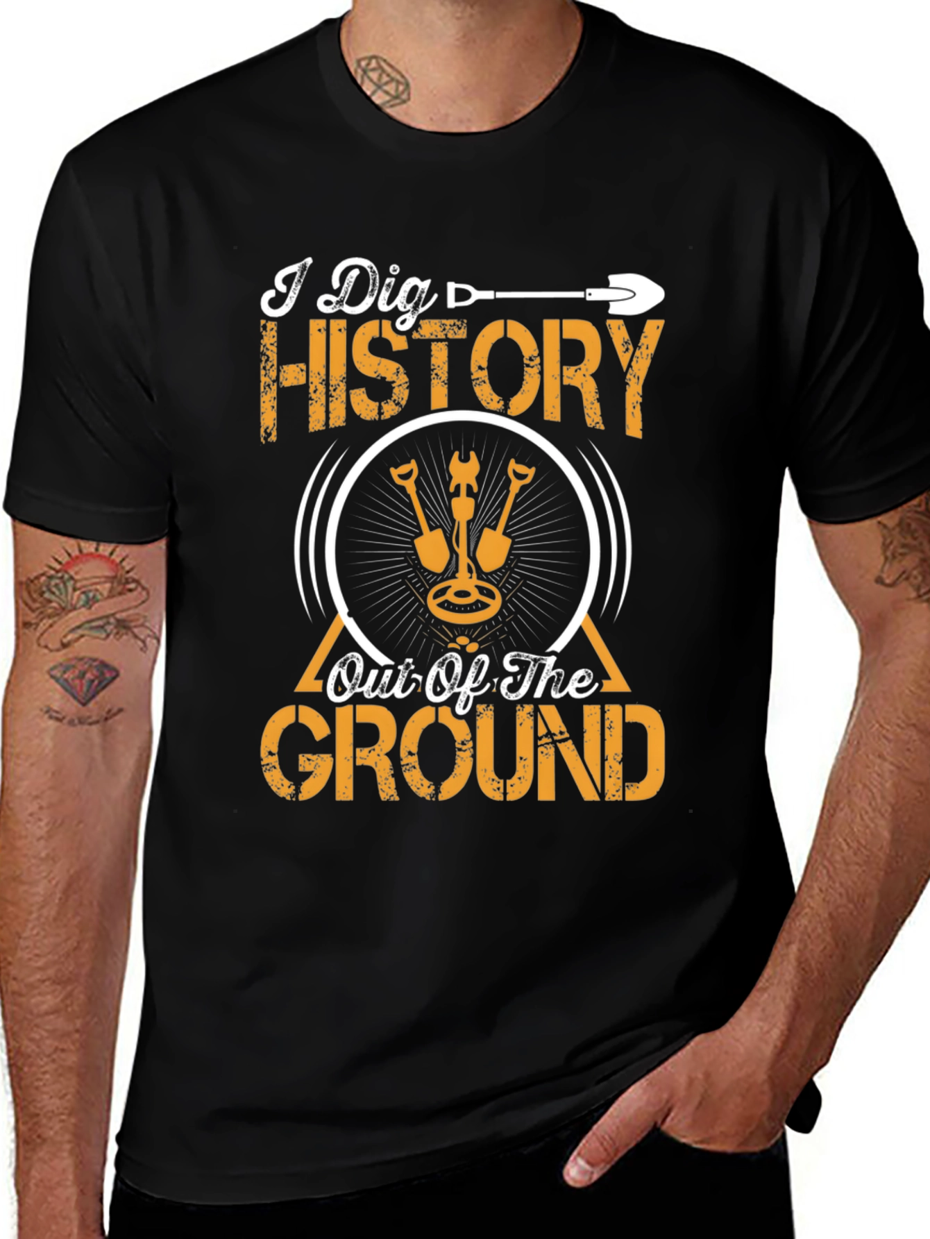 I Dig History T-Shirt Metal Detecting Black Tee