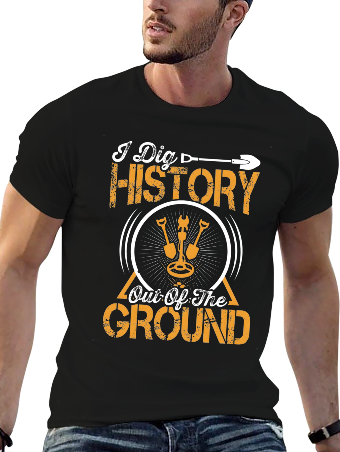 I Dig History T-Shirt Metal Detecting Black Tee