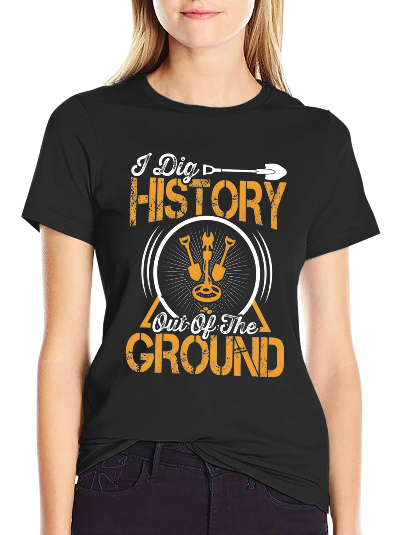 I Dig History T-Shirt Metal Detecting Black Tee