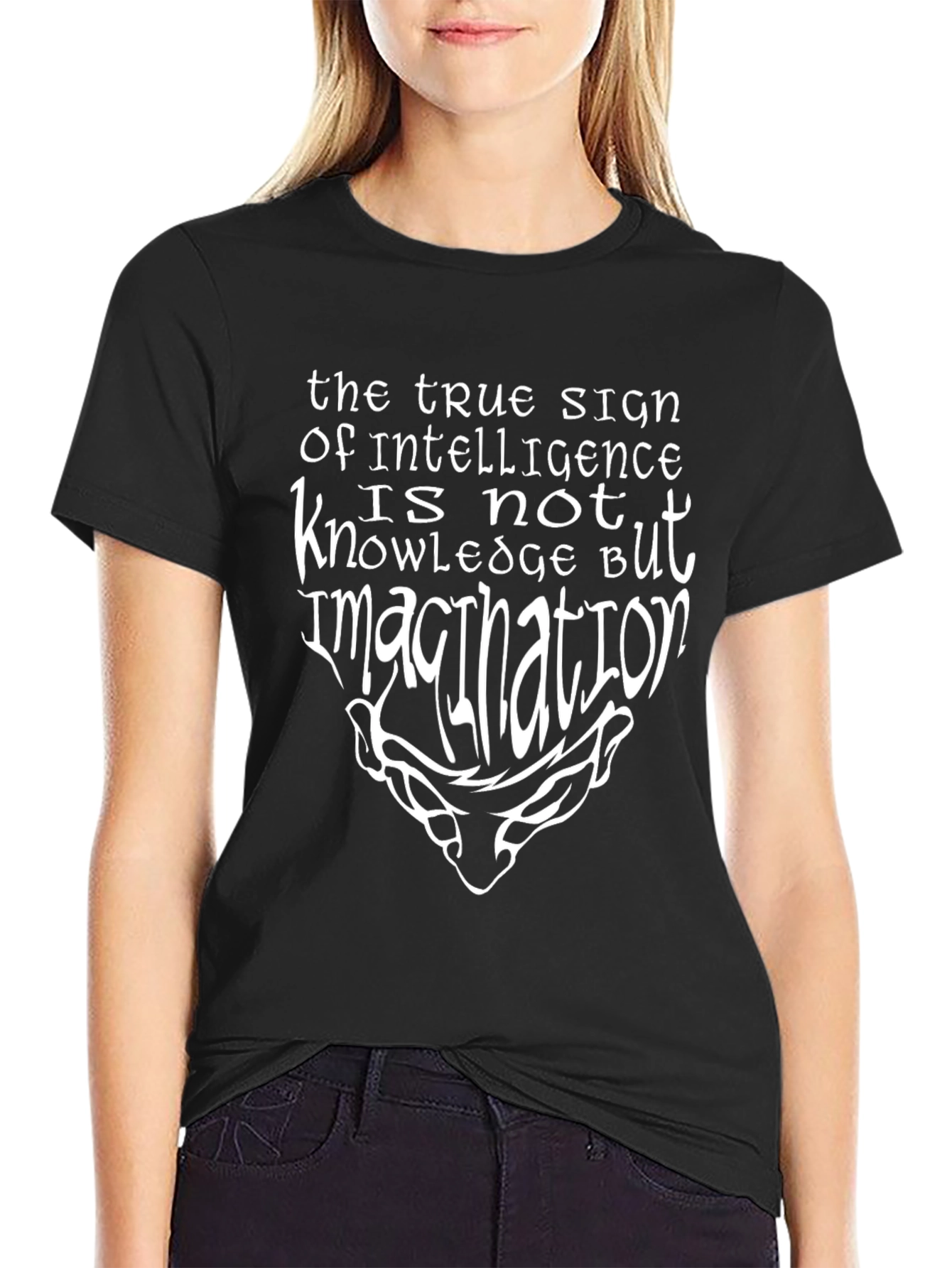 Intelligence Imagination Graphic Tee - Black
