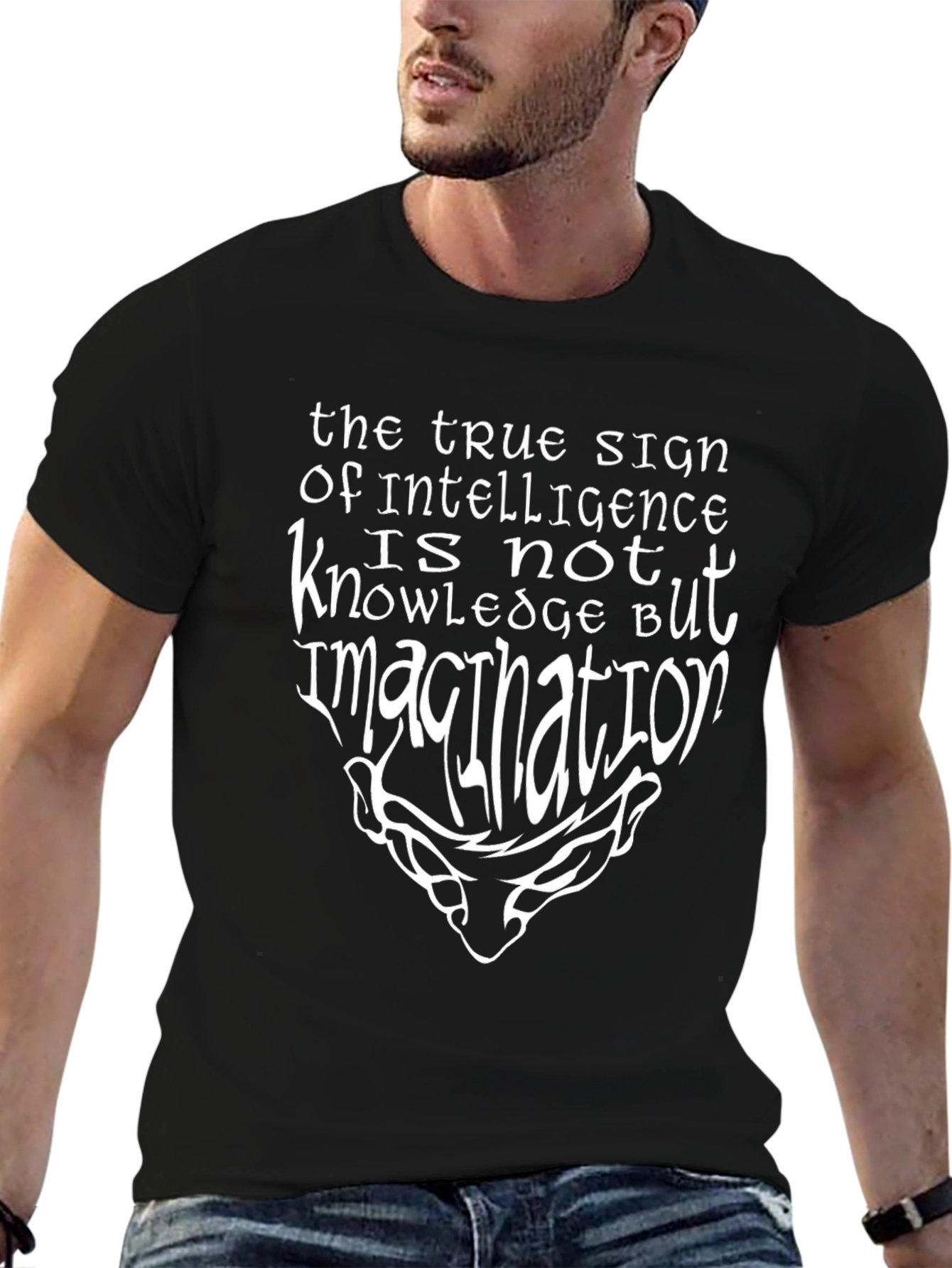 Intelligence Imagination Graphic Tee - Black