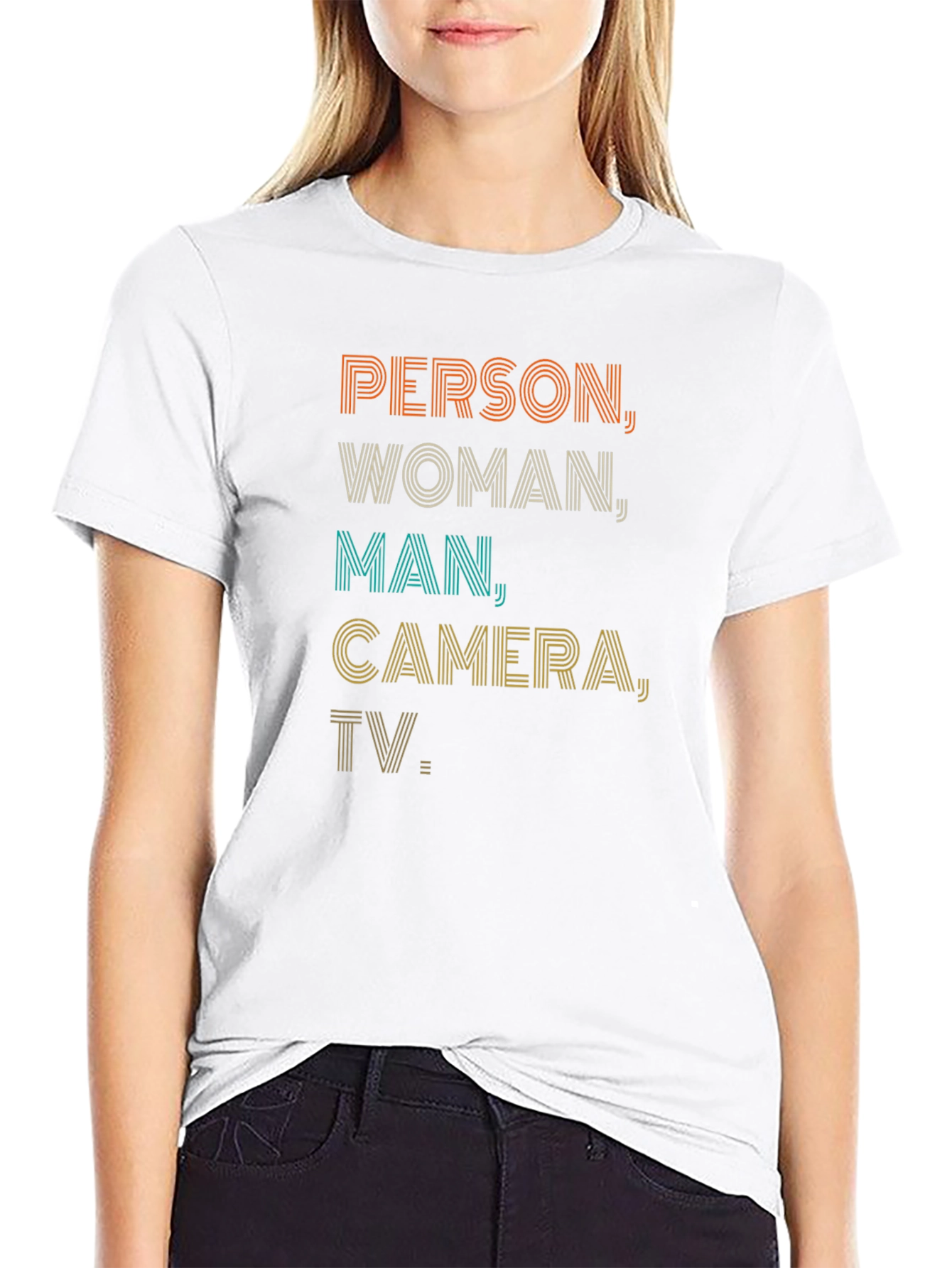 Person Woman Man Camera TV Tee