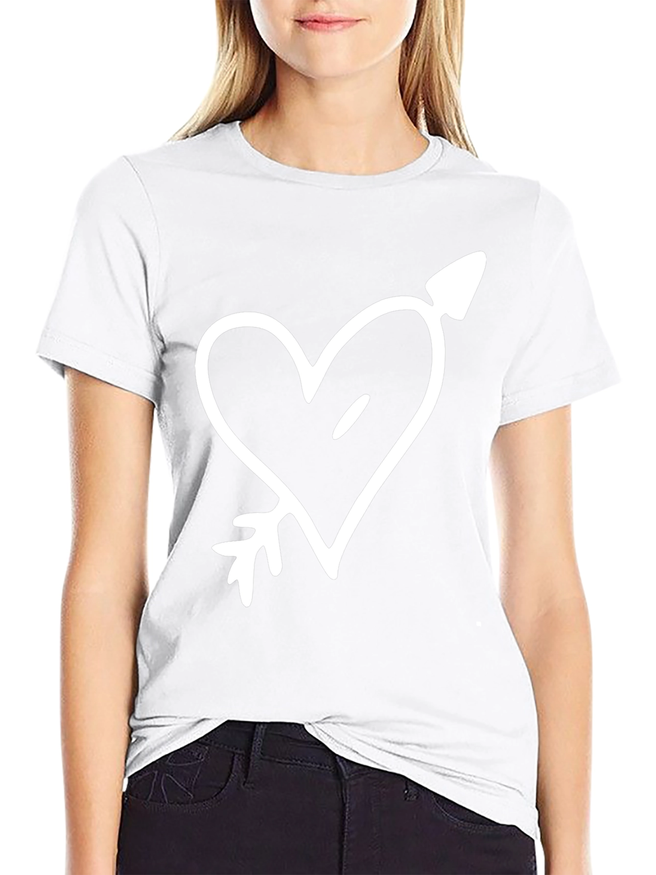 Heart & Arrow Graphic Tee - Stylish Black T-Shirt