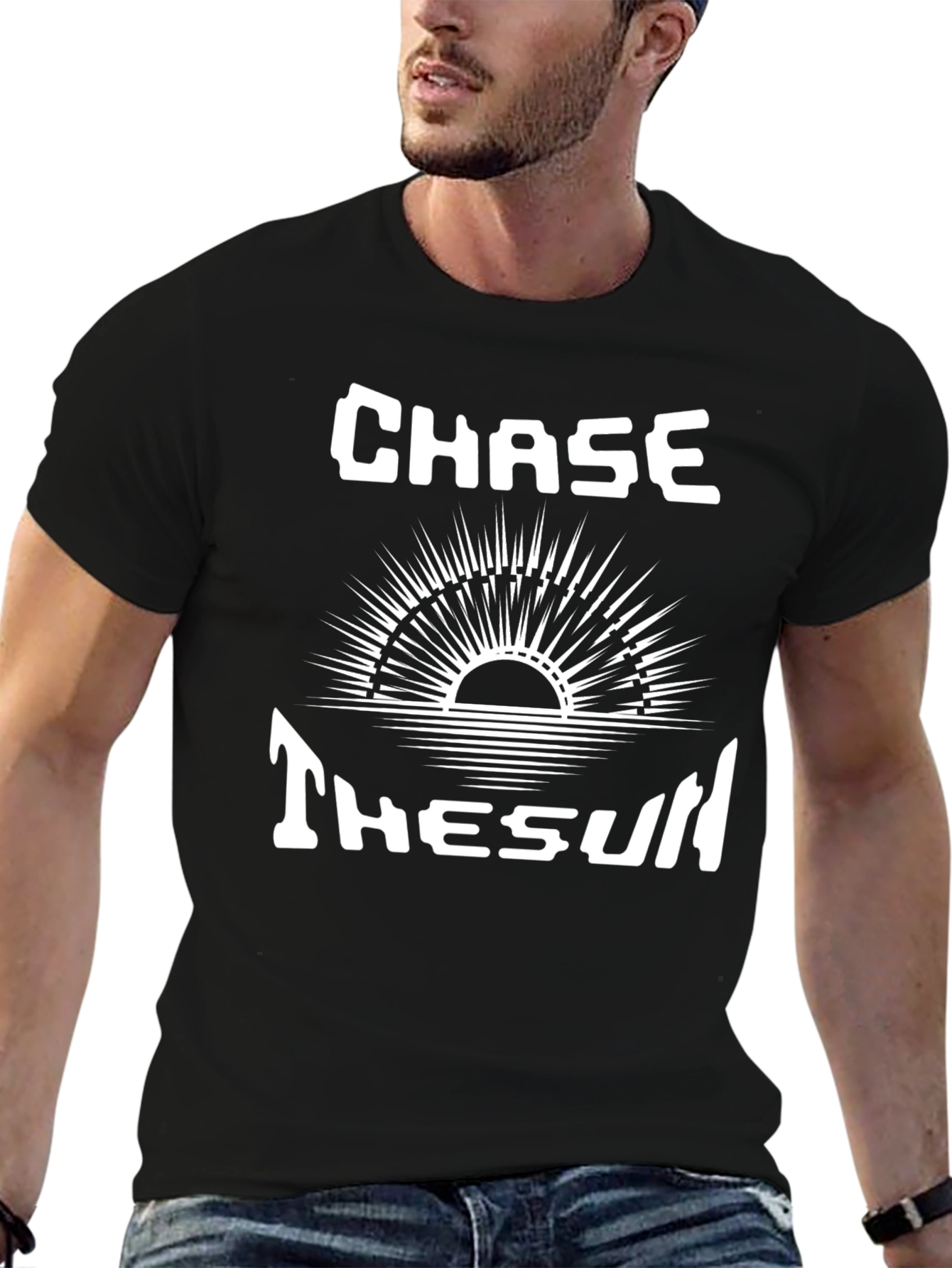 Chase the Sun Graphic Tee - Stylish Black T-Shirt