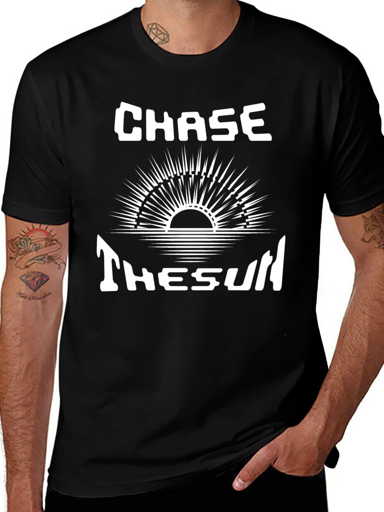 Chase the Sun Graphic Tee - Stylish Black T-Shirt