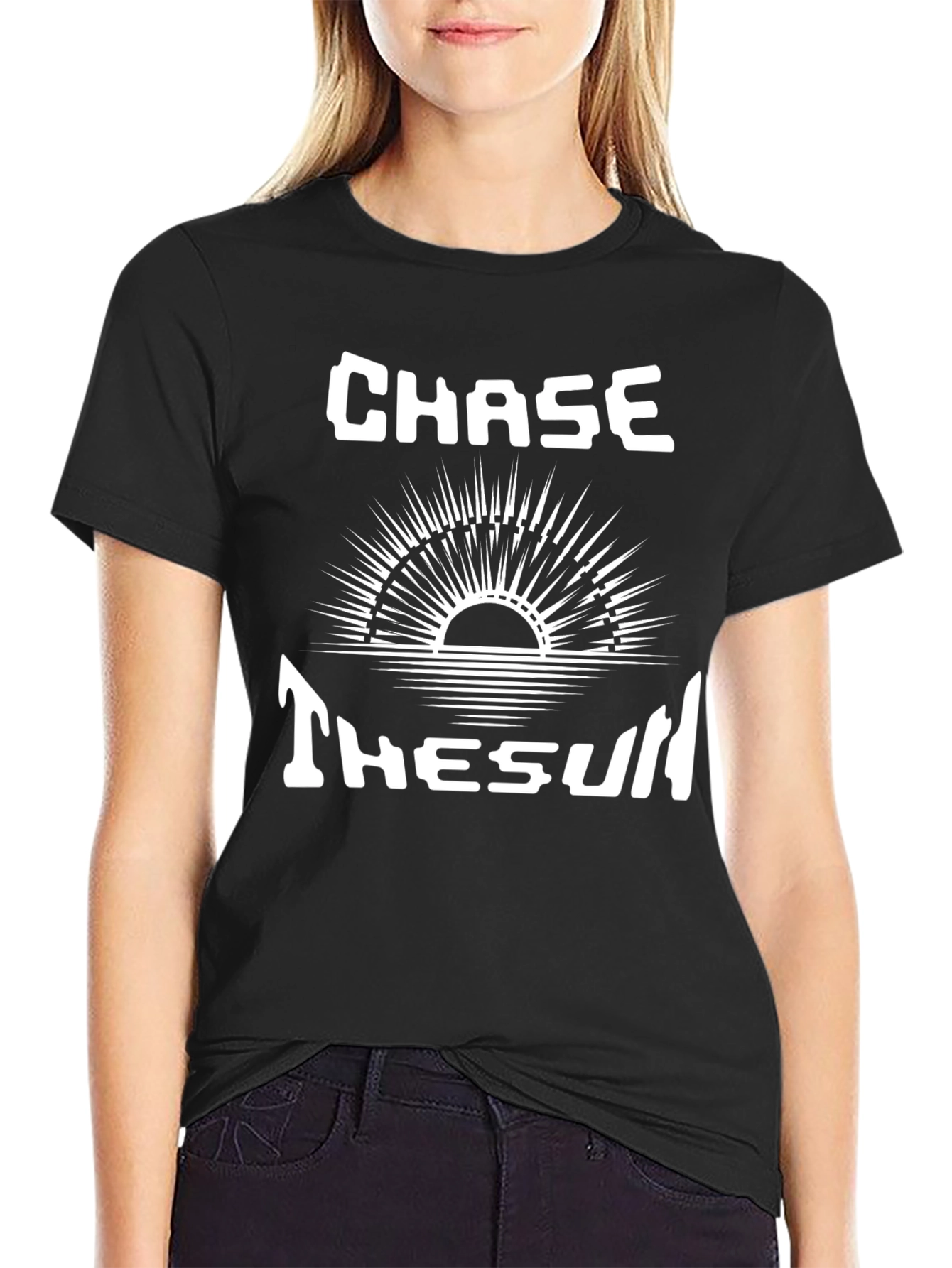 Chase the Sun Graphic Tee - Stylish Black T-Shirt