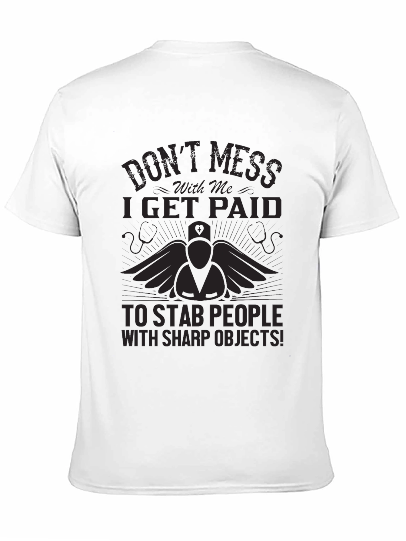 Nurse Stab People Funny Black T-Shirt