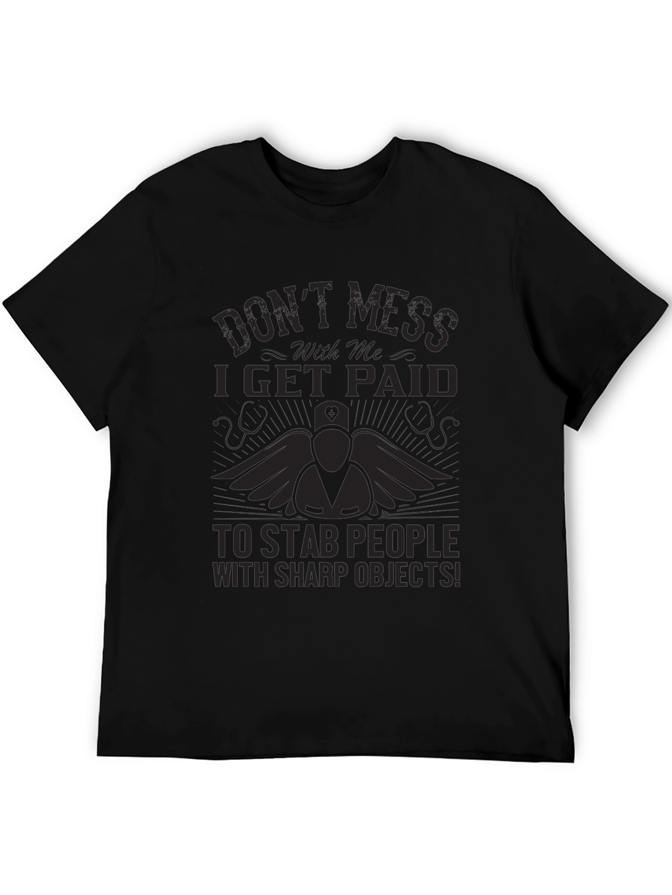 Nurse Stab People Funny Black T-Shirt