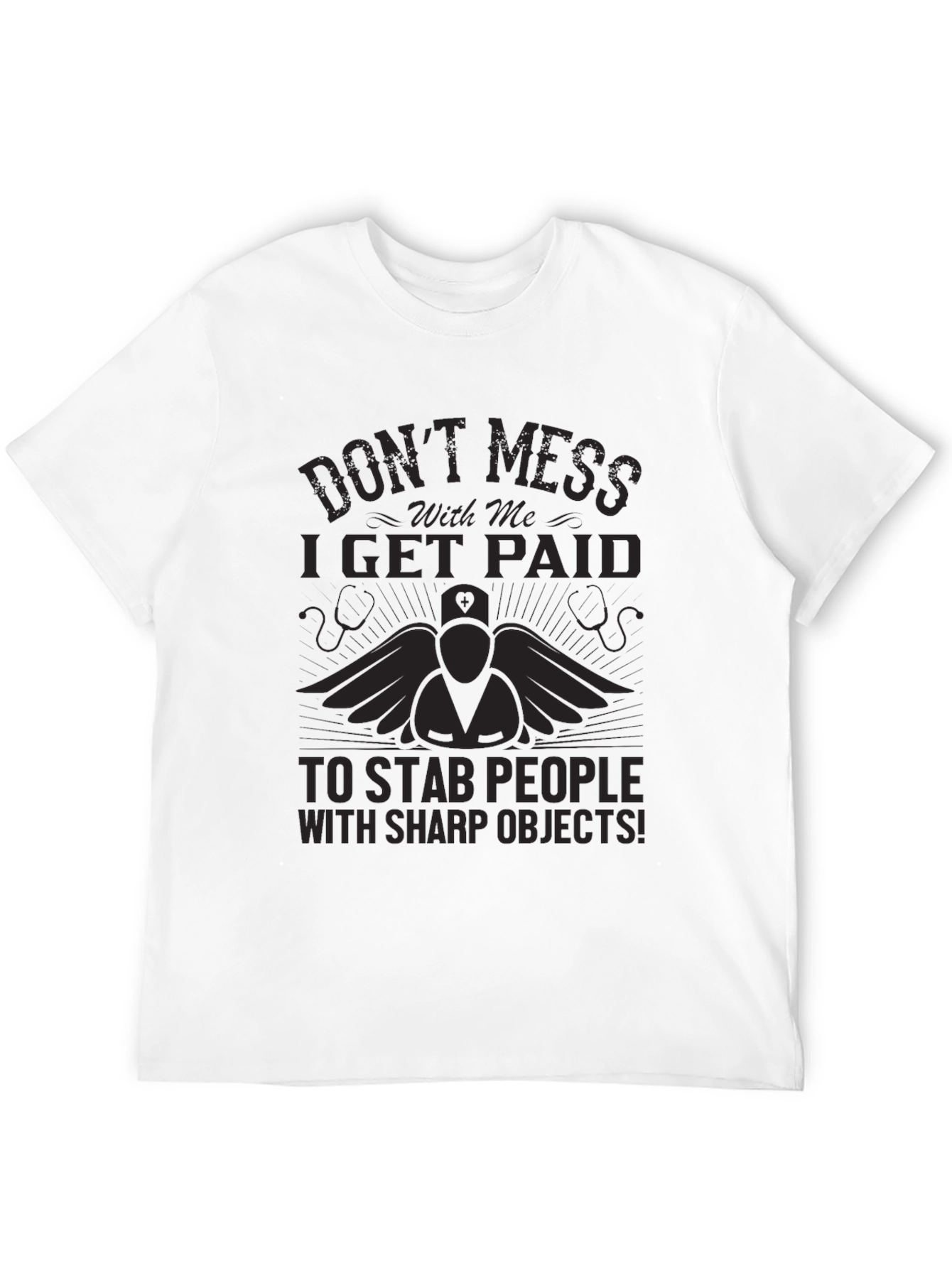 Nurse Stab People Funny Black T-Shirt