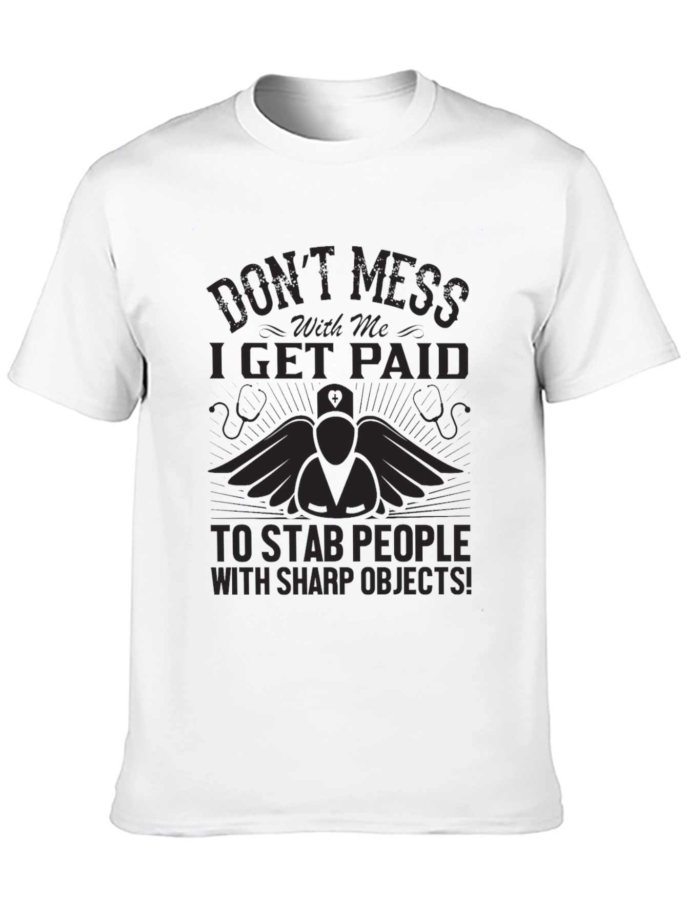 Nurse Stab People Funny Black T-Shirt