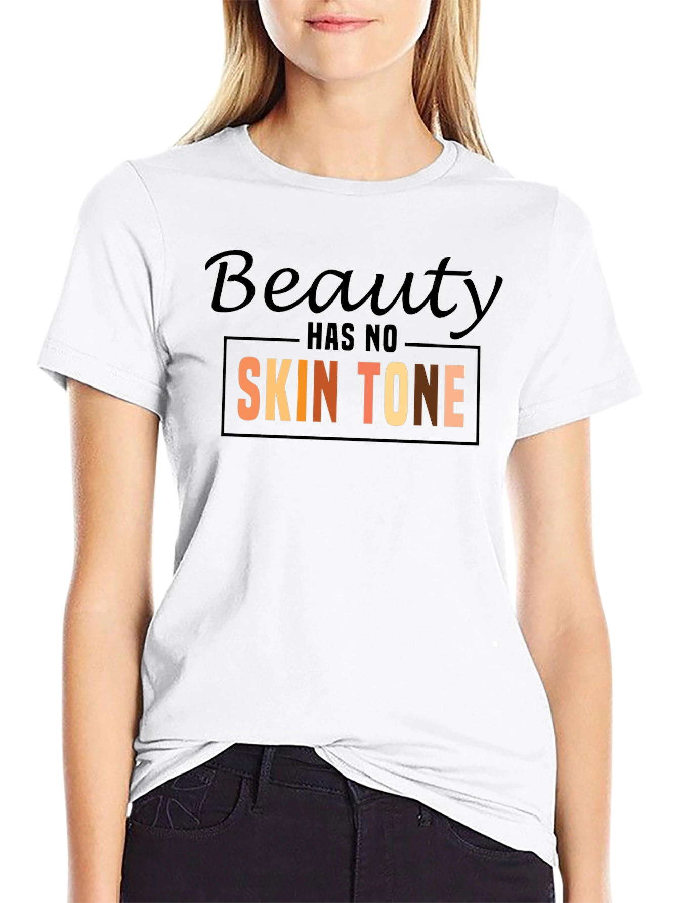 Beauty Has No Skin Tone Graphic Tee - Black