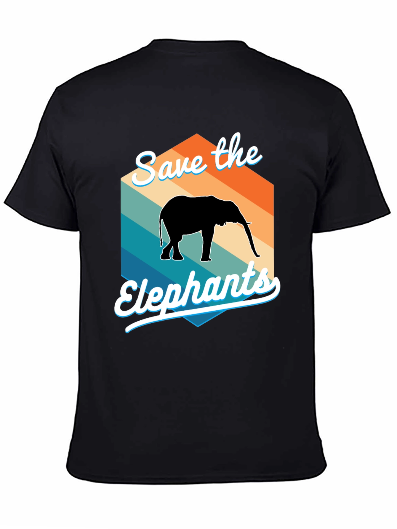 Save the Elephants Retro Style Graphic T-Shirt