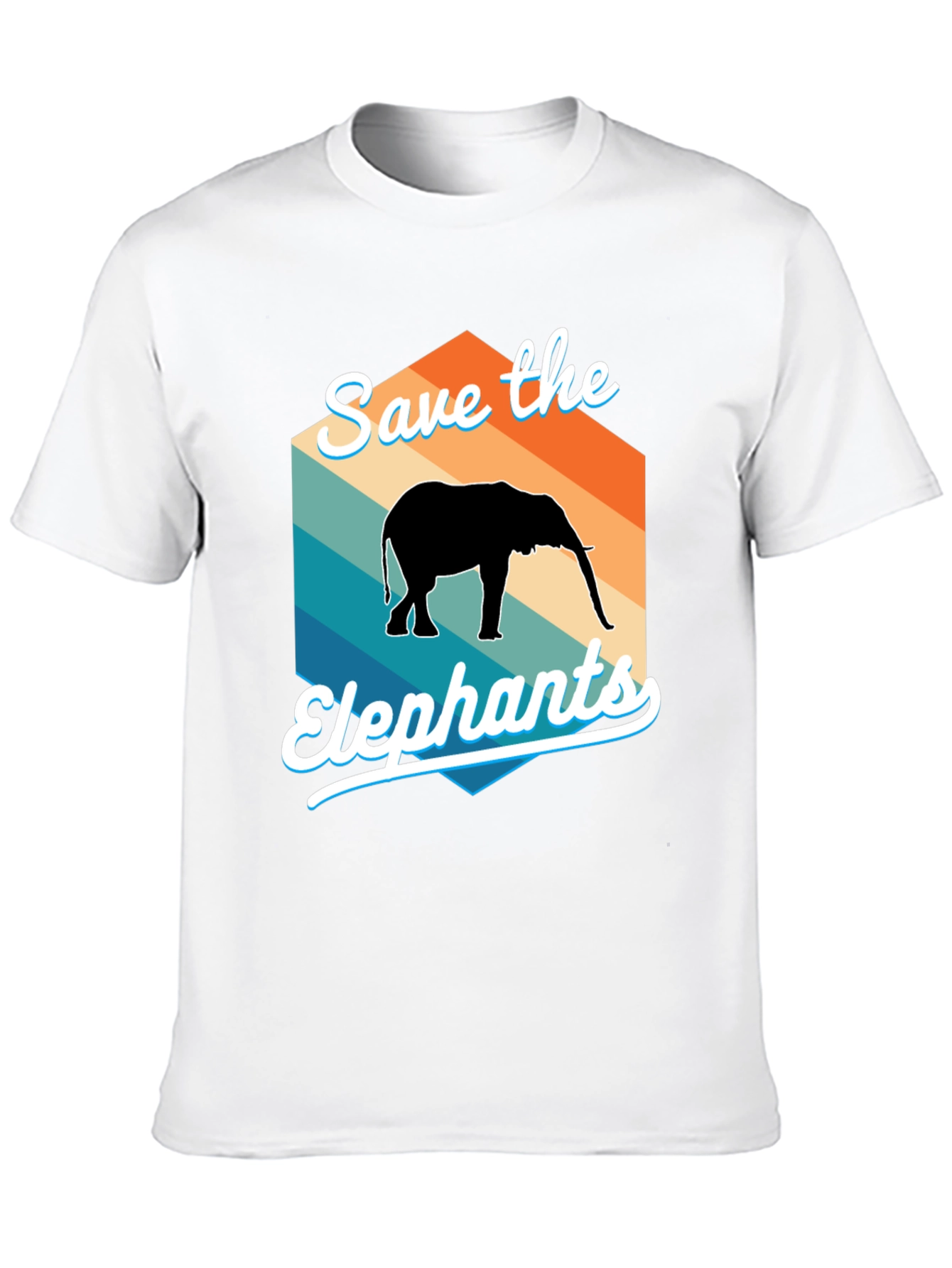 Save the Elephants Retro Style Graphic T-Shirt
