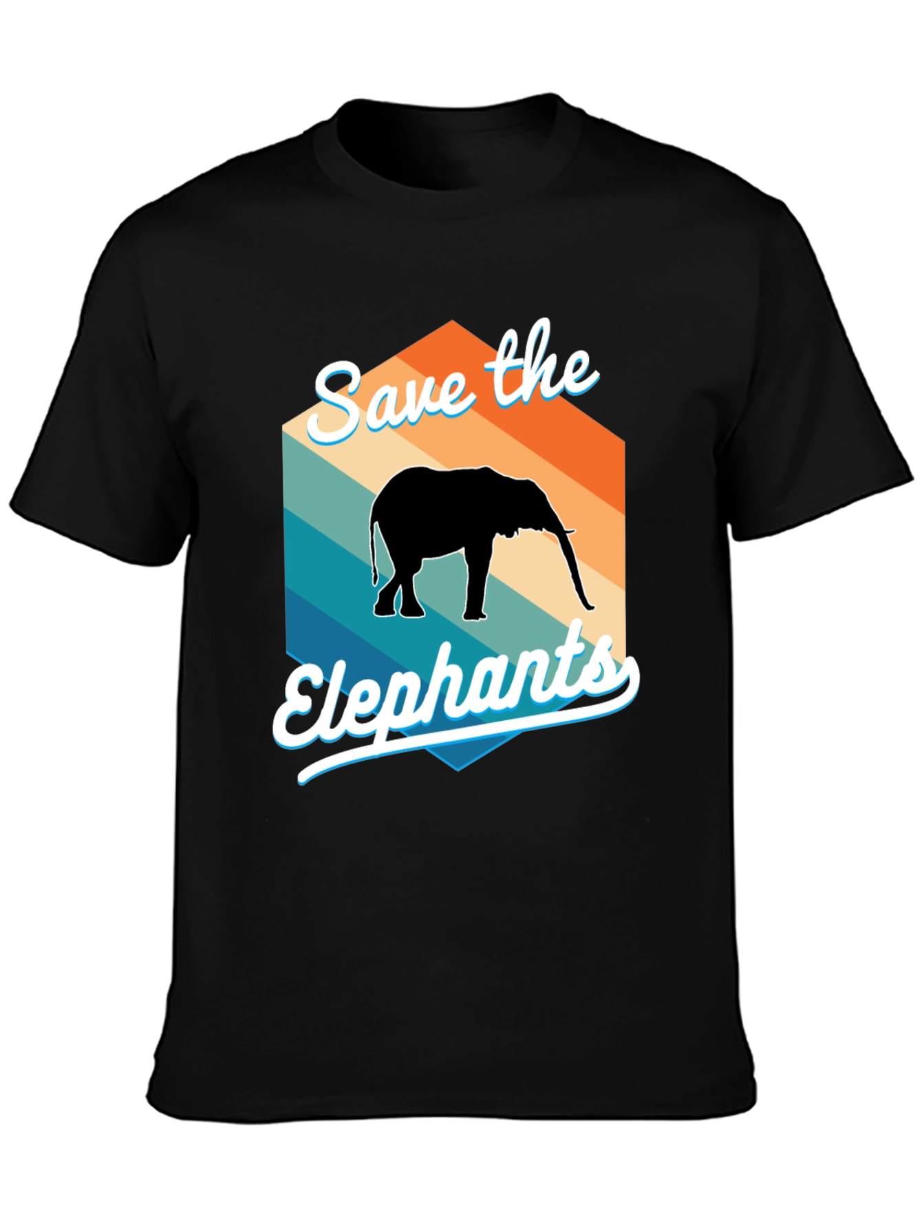 Save the Elephants Retro Style Graphic T-Shirt
