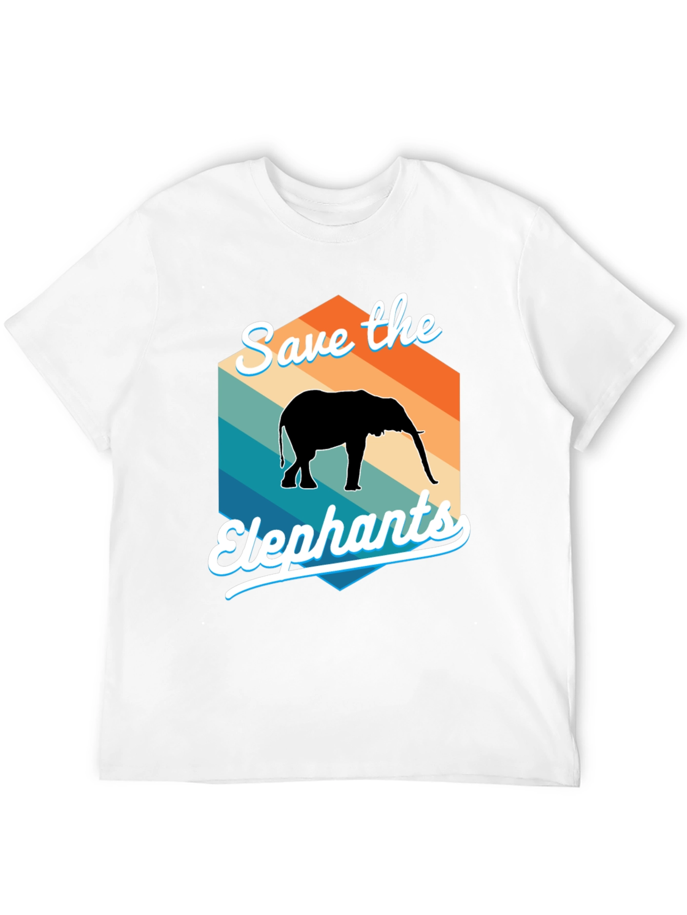 Save the Elephants Retro Style Graphic T-Shirt