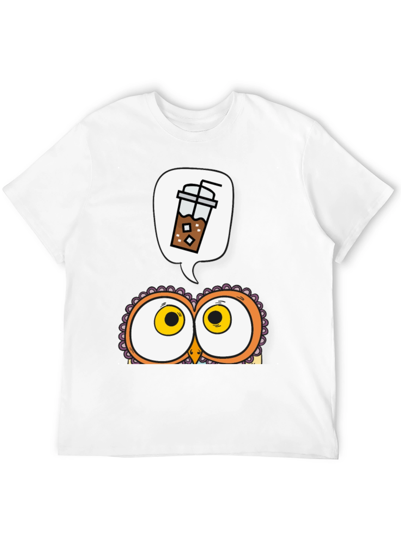 Iced Coffee Owl Graphic T-Shirt