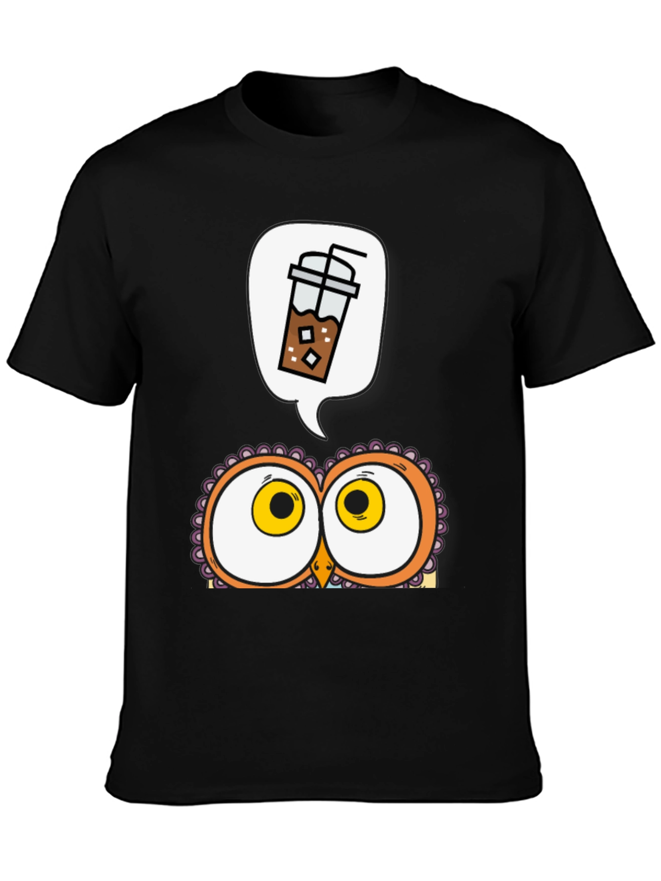 Iced Coffee Owl Graphic T-Shirt
