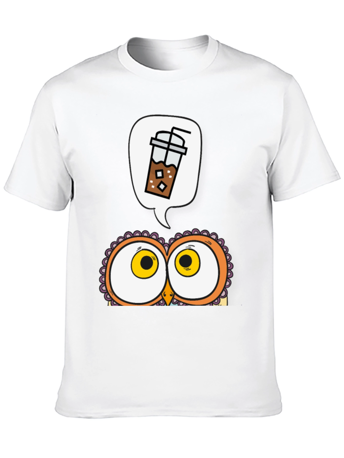 Iced Coffee Owl Graphic T-Shirt