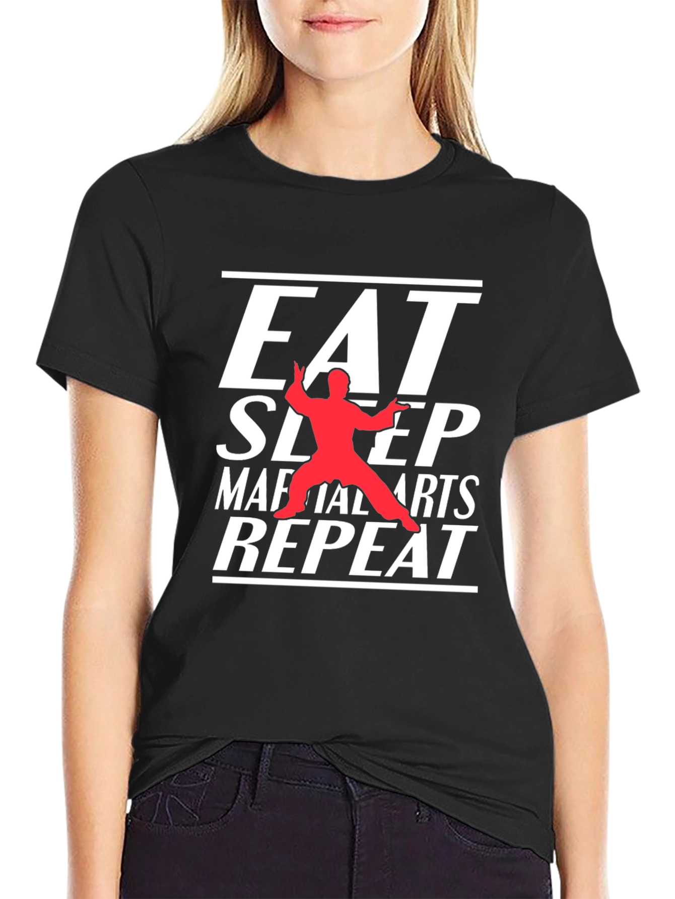 Eat Sleep Martial Arts Repeat Black T-Shirt