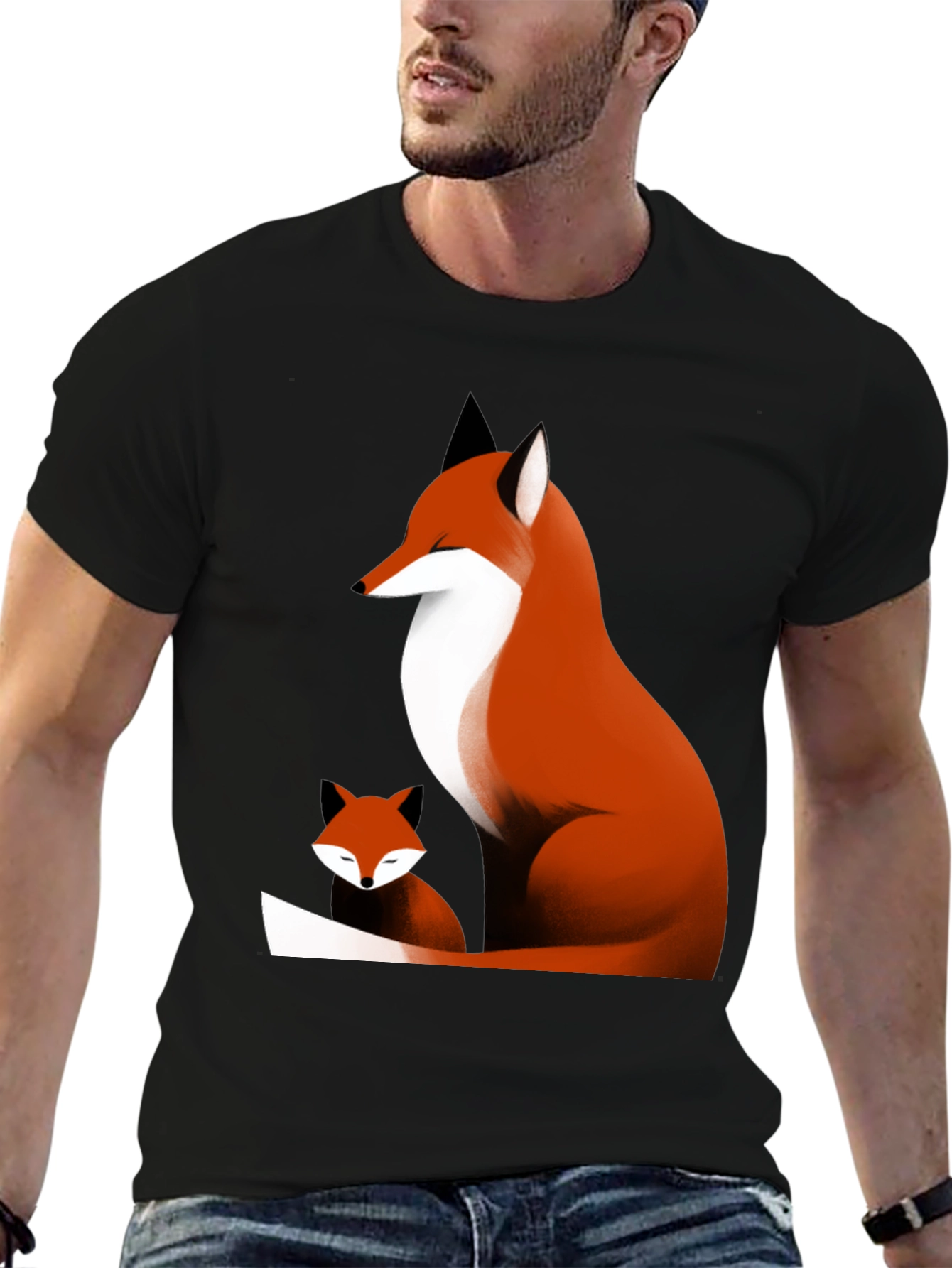 Fox Graphic Tee - Stylish Black Cotton Shirt