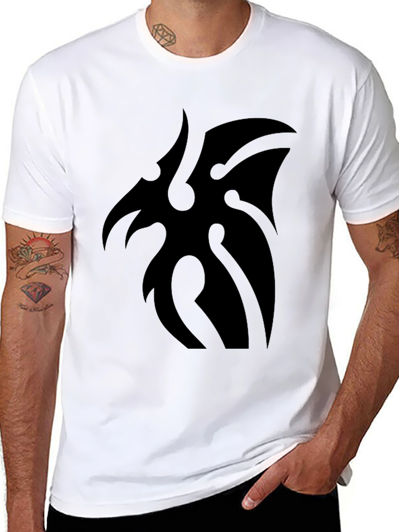 Mens Black Tribal Graphic Tee - Casual Style