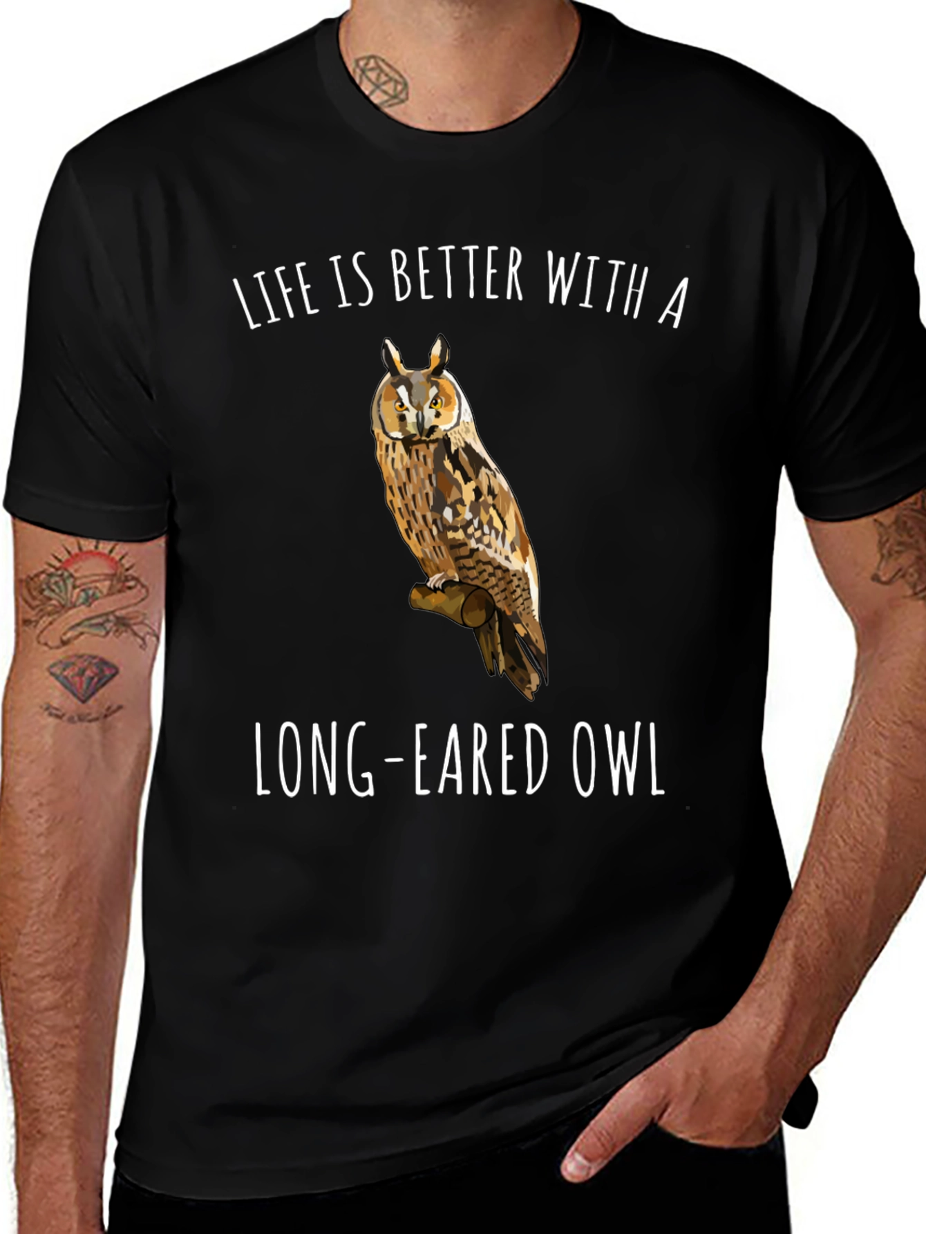 Long-Eared Owl Graphic T-Shirt - Bird Lover Tee