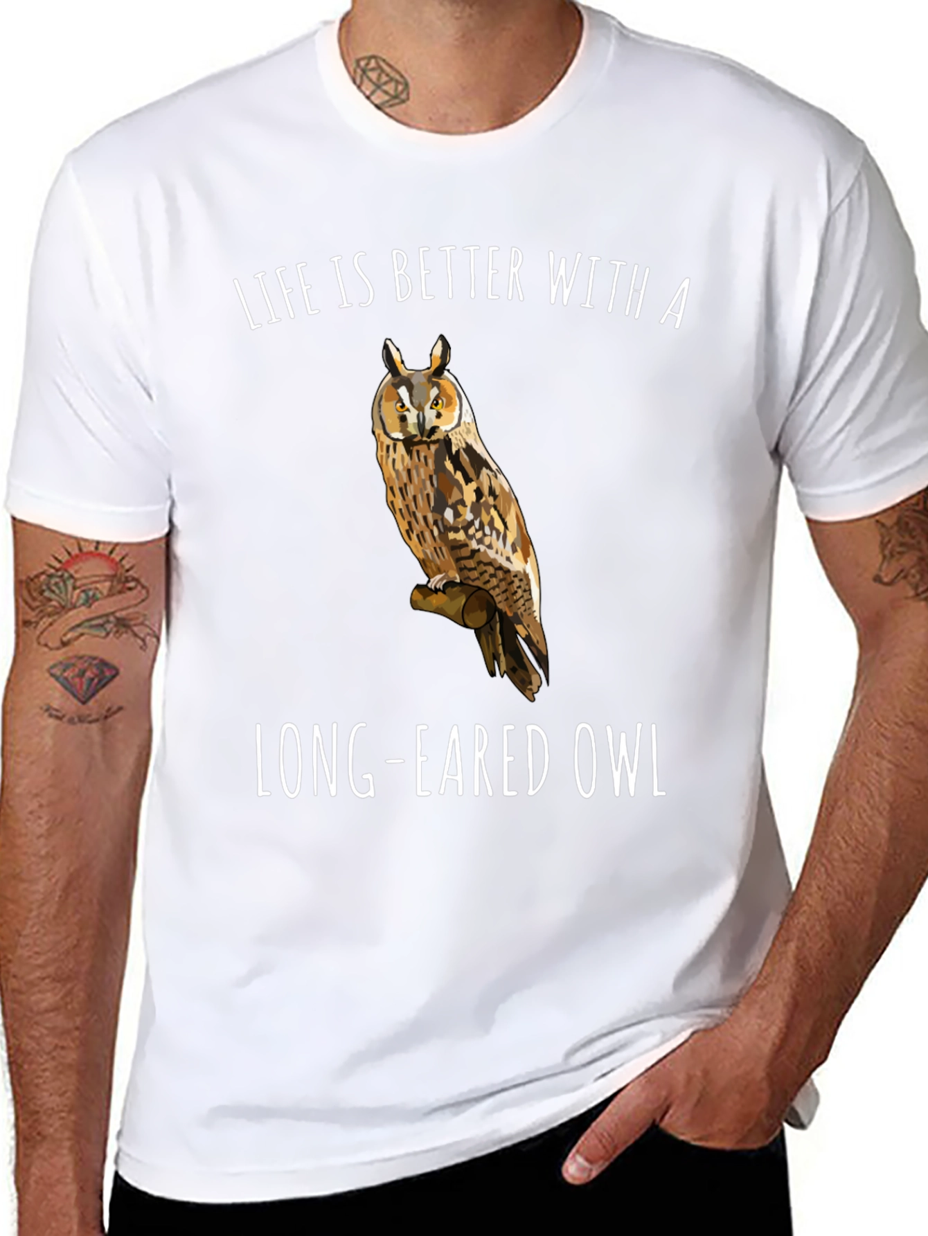 Long-Eared Owl Graphic T-Shirt - Bird Lover Tee