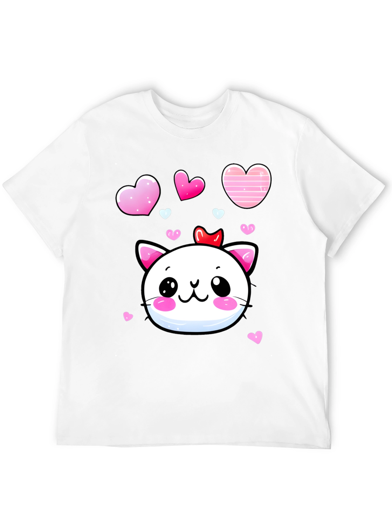 Kawaii Cat Heart T-Shirt - Adorable Valentines Tee