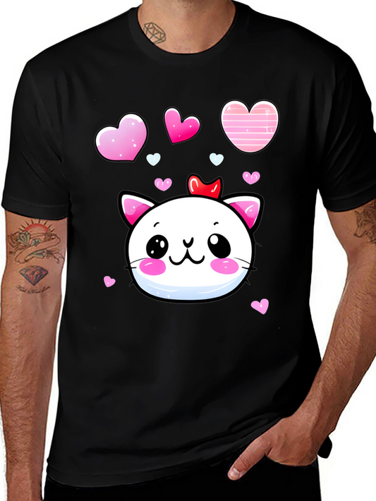 Kawaii Cat Heart T-Shirt - Adorable Valentines Tee