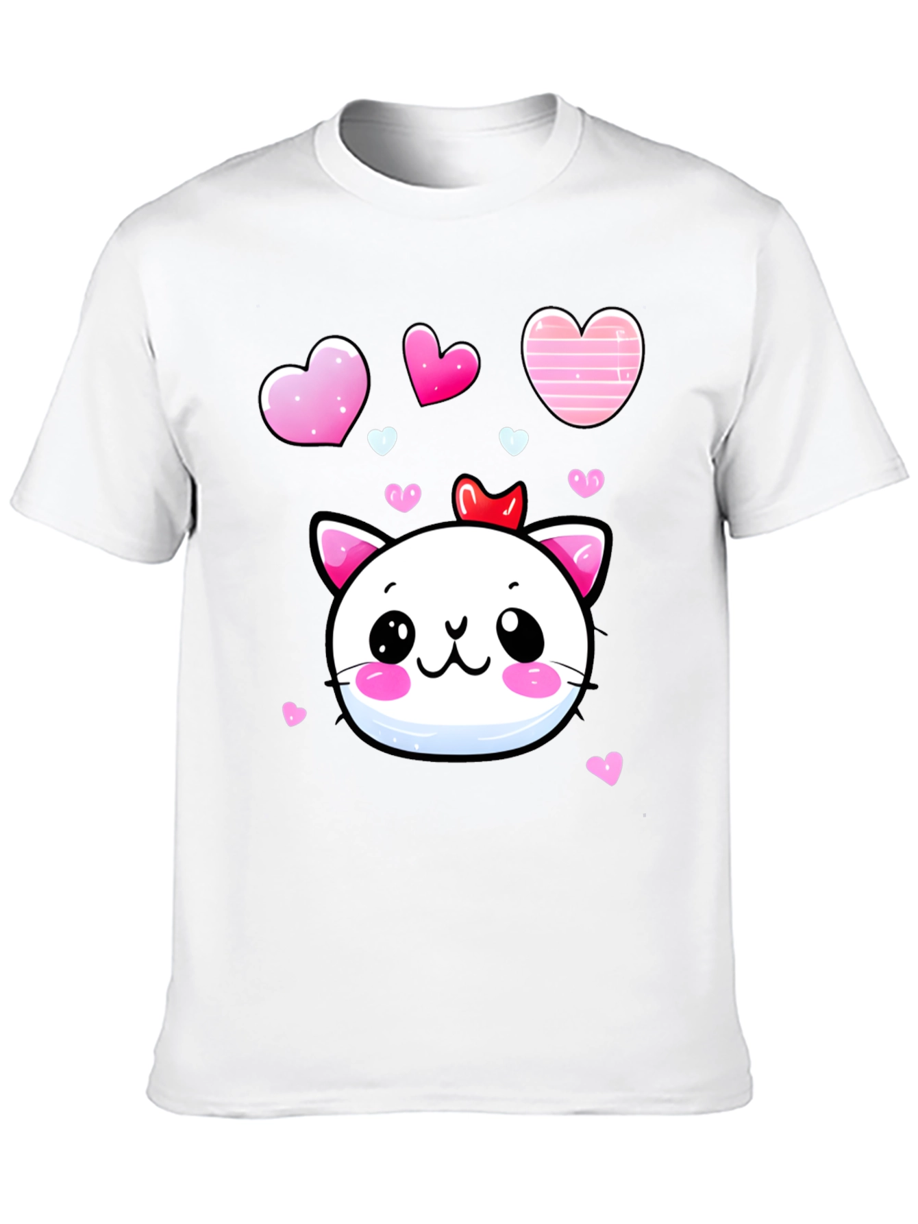 Kawaii Cat Heart T-Shirt - Adorable Valentines Tee